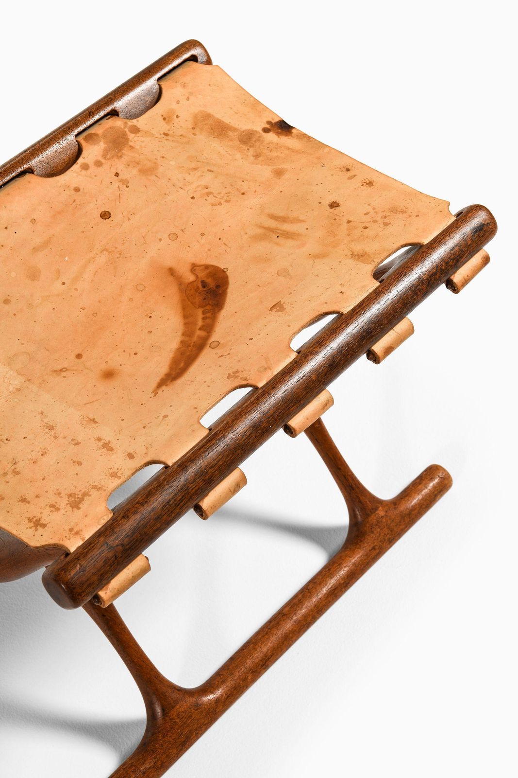 Folding Stool In Teak And Original Natural Leather By Poul Hundevad, 1950's photo 2973.0