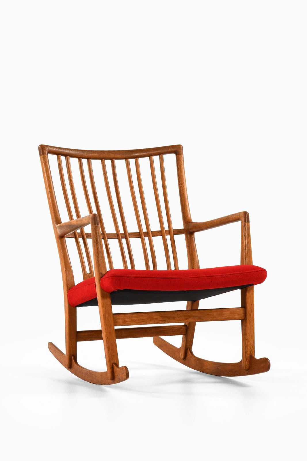 Rocking Chair In Oak With Wool Fabric By Hans Wegner, 1950's photo furniture