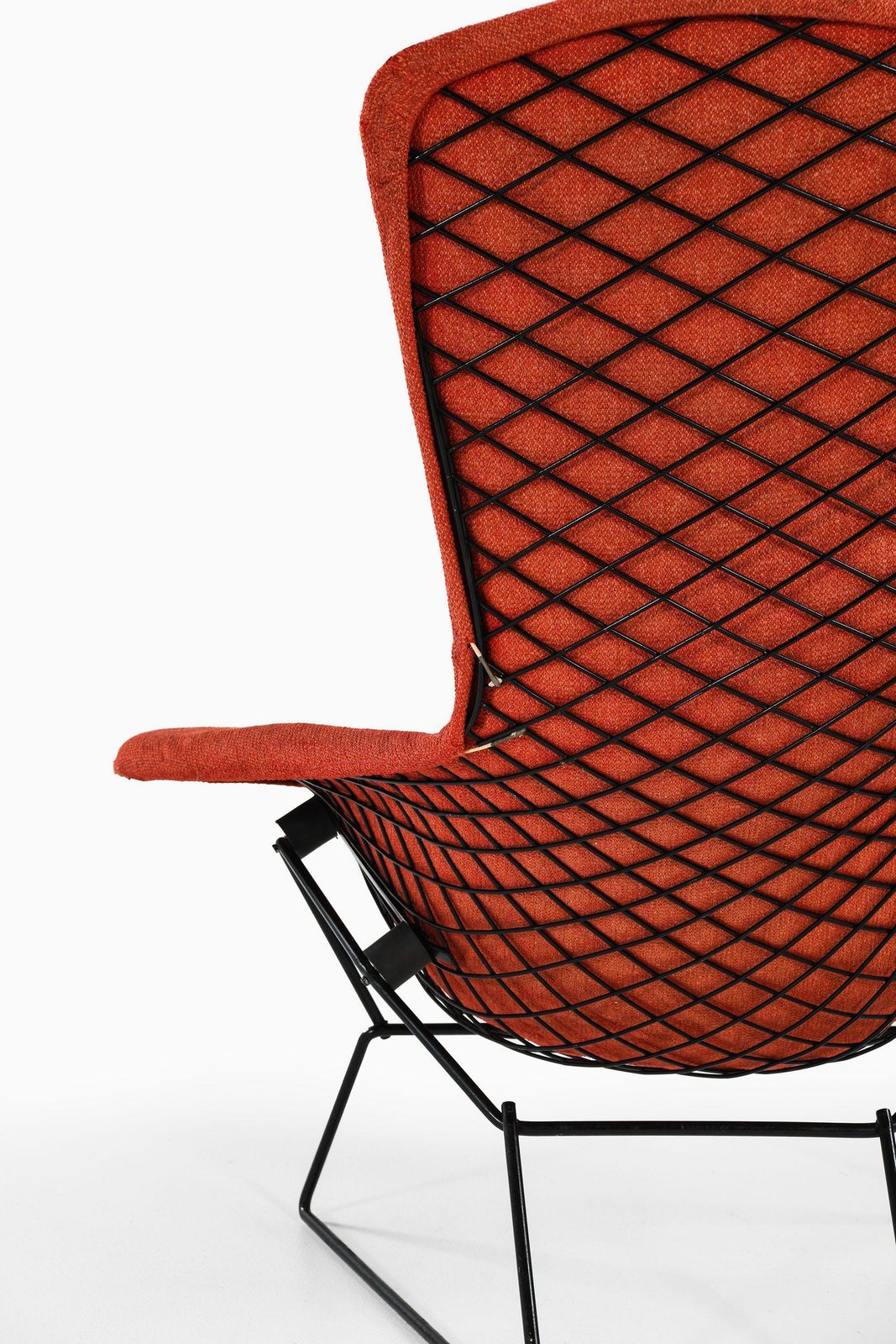 Easy Bird Chair In Black Lacquered Metal And Red Fabric By Harry Bertoia, 1950s photo buy