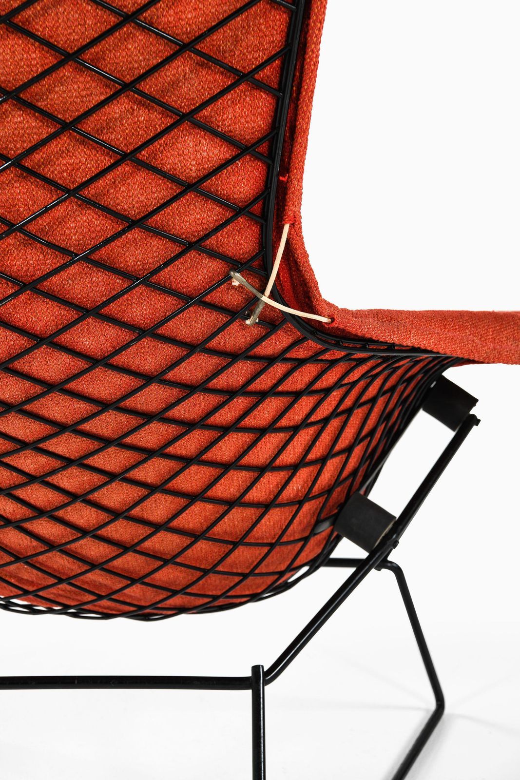Easy Bird Chair In Black Lacquered Metal And Red Fabric By Harry Bertoia, 1950s photo vintage