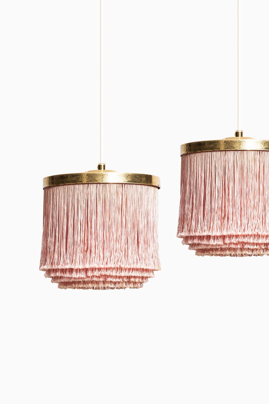 Hans Agne Jakobsson Ceiling Lamps Model T 605 In Brass And Silk Fringes photo for sale