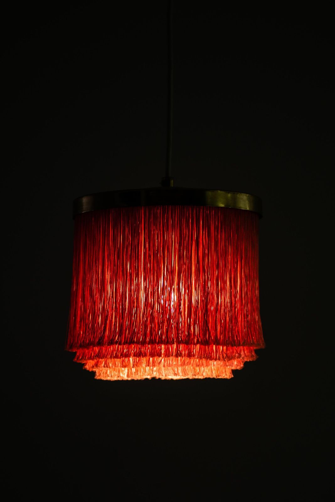 Hans Agne Jakobsson Ceiling Lamps Model T 605 In Brass And Silk Fringes photo 3397.0