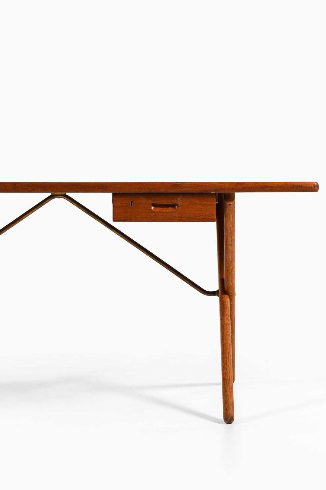 Desk In Teak, Oak And Brass By Hans Wegner, 1950's photo buy