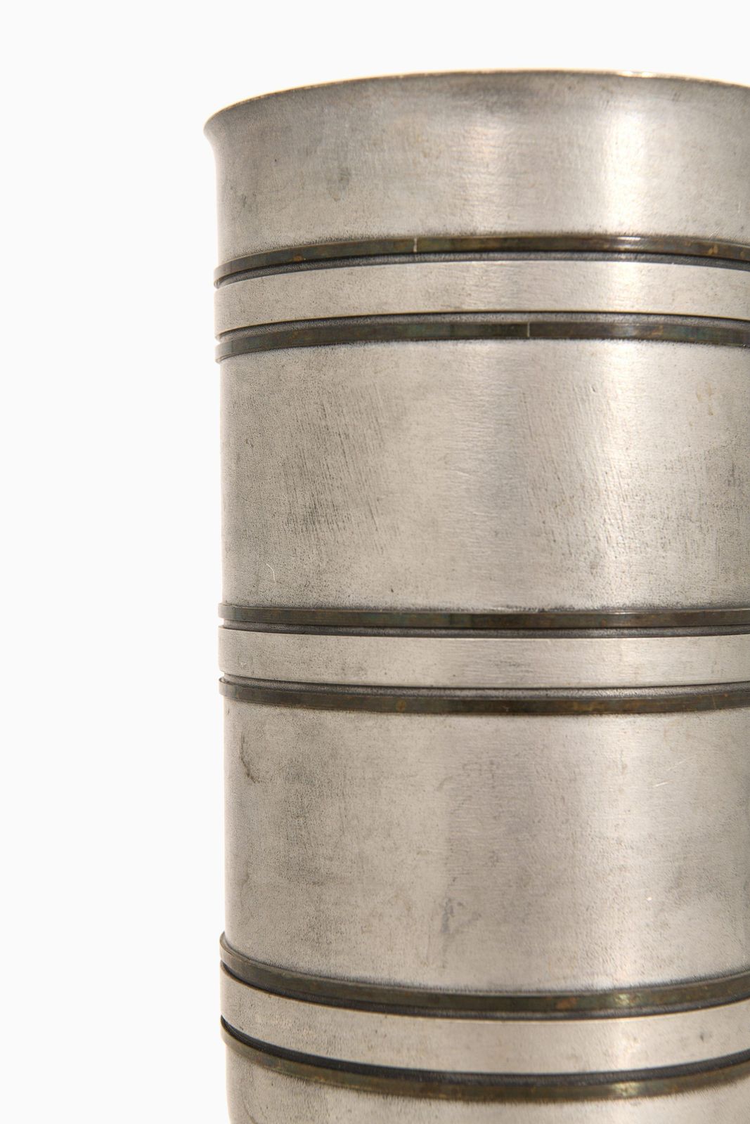 Vase In Pewter And Brass By Edvin Ollers, 1944 photo for sale