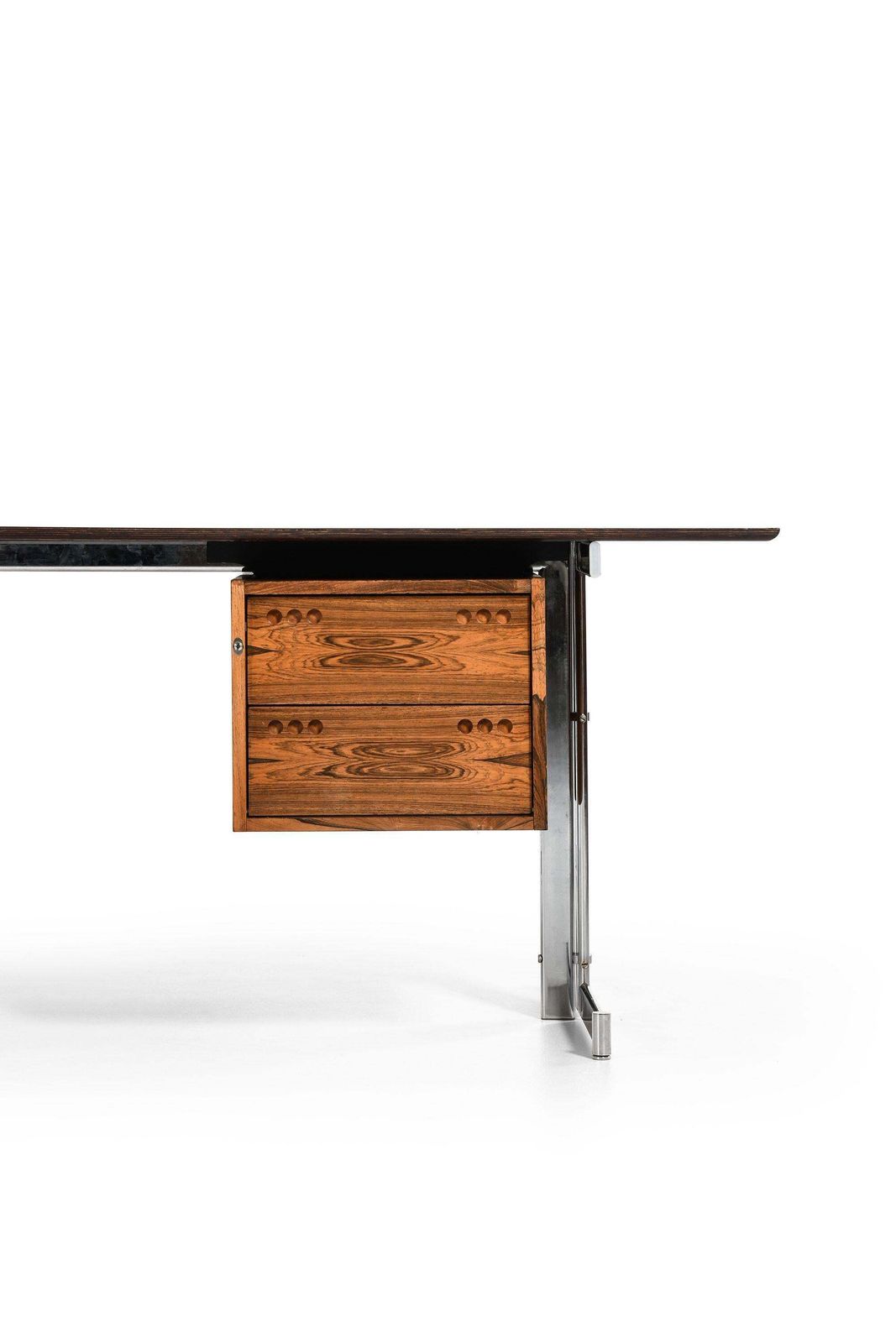 Freestanding Desk In Rosewood And Chromed Steel By Jan Lunde Knudsen, 1960's photo vinterior
