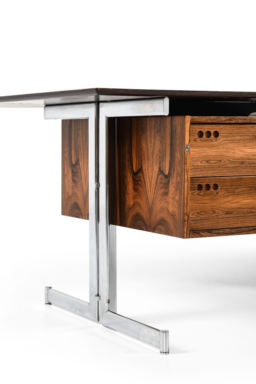 Freestanding Desk In Rosewood And Chromed Steel By Jan Lunde Knudsen, 1960's photo buy