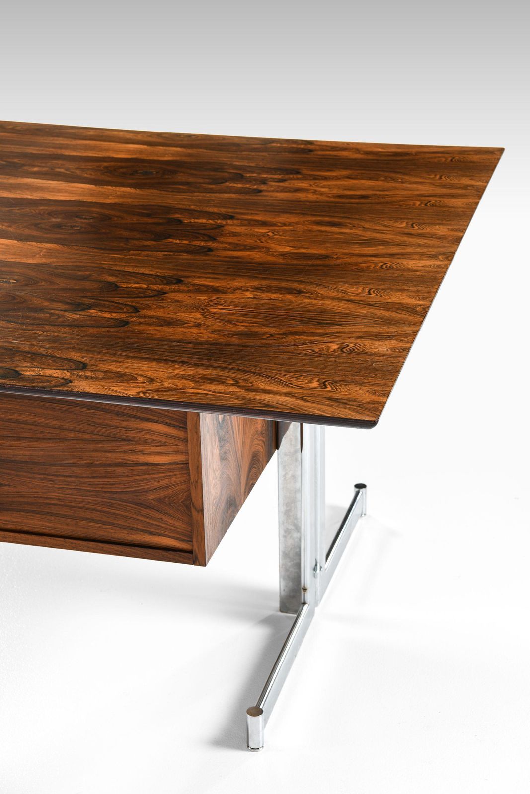 Freestanding Desk In Rosewood And Chromed Steel By Jan Lunde Knudsen, 1960's photo vintage