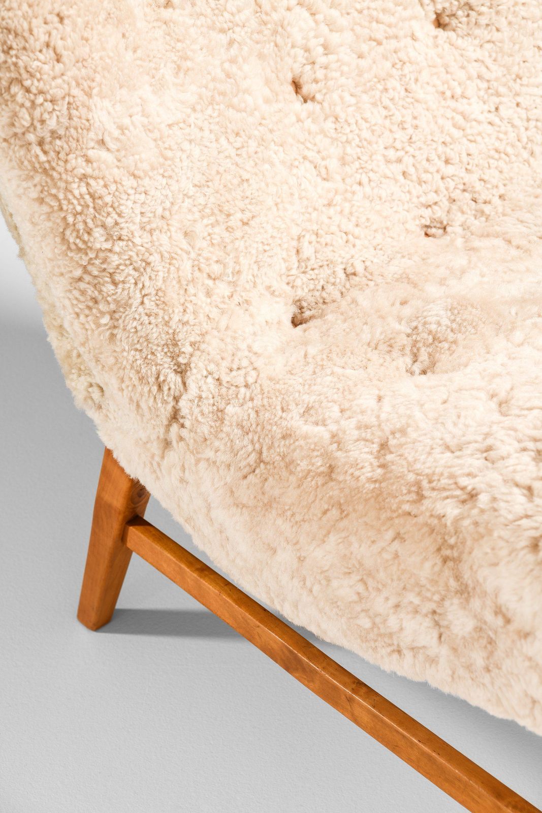 photo furniture Easy Chairs In Beech & Reupholstered In Sheepskin By Erik Bertil Karlén, 1940's