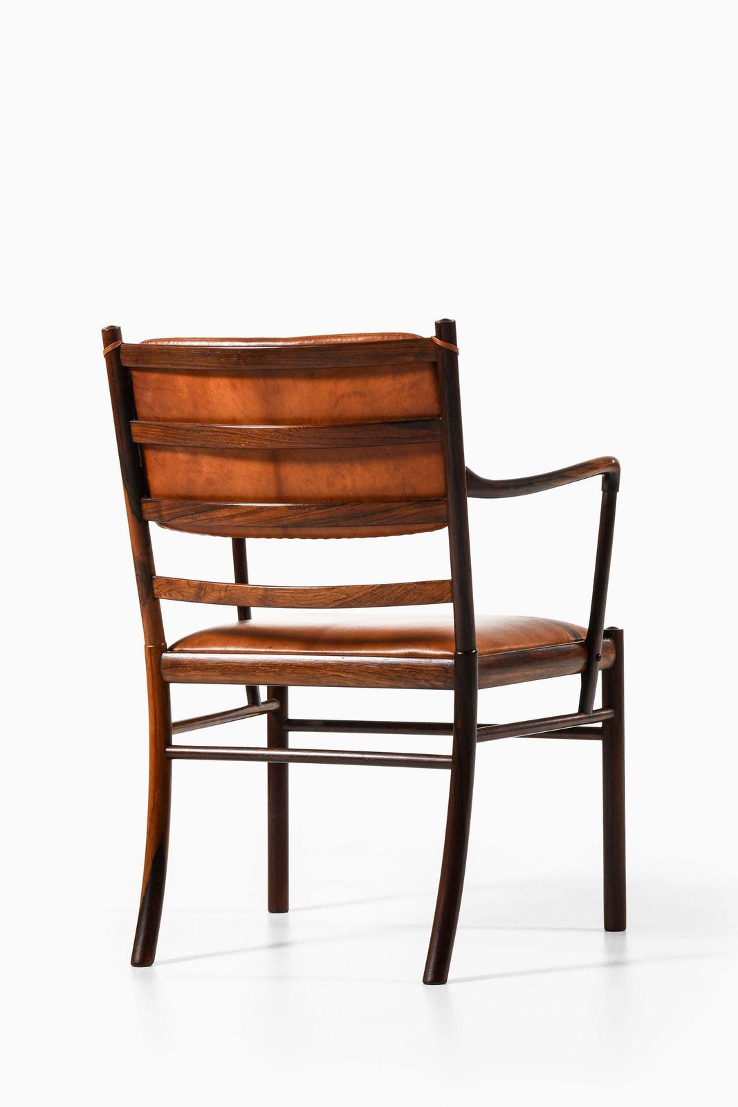 Armchair In Rosewood And Upholstered In Niger Leather By Ole Wanscher, 1960's photo for sale
