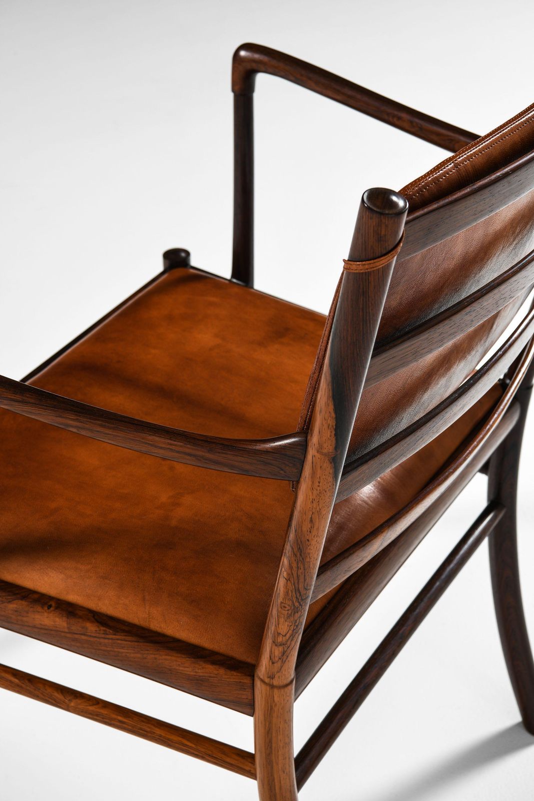 photo furniture Armchair In Rosewood And Upholstered In Niger Leather By Ole Wanscher, 1960's
