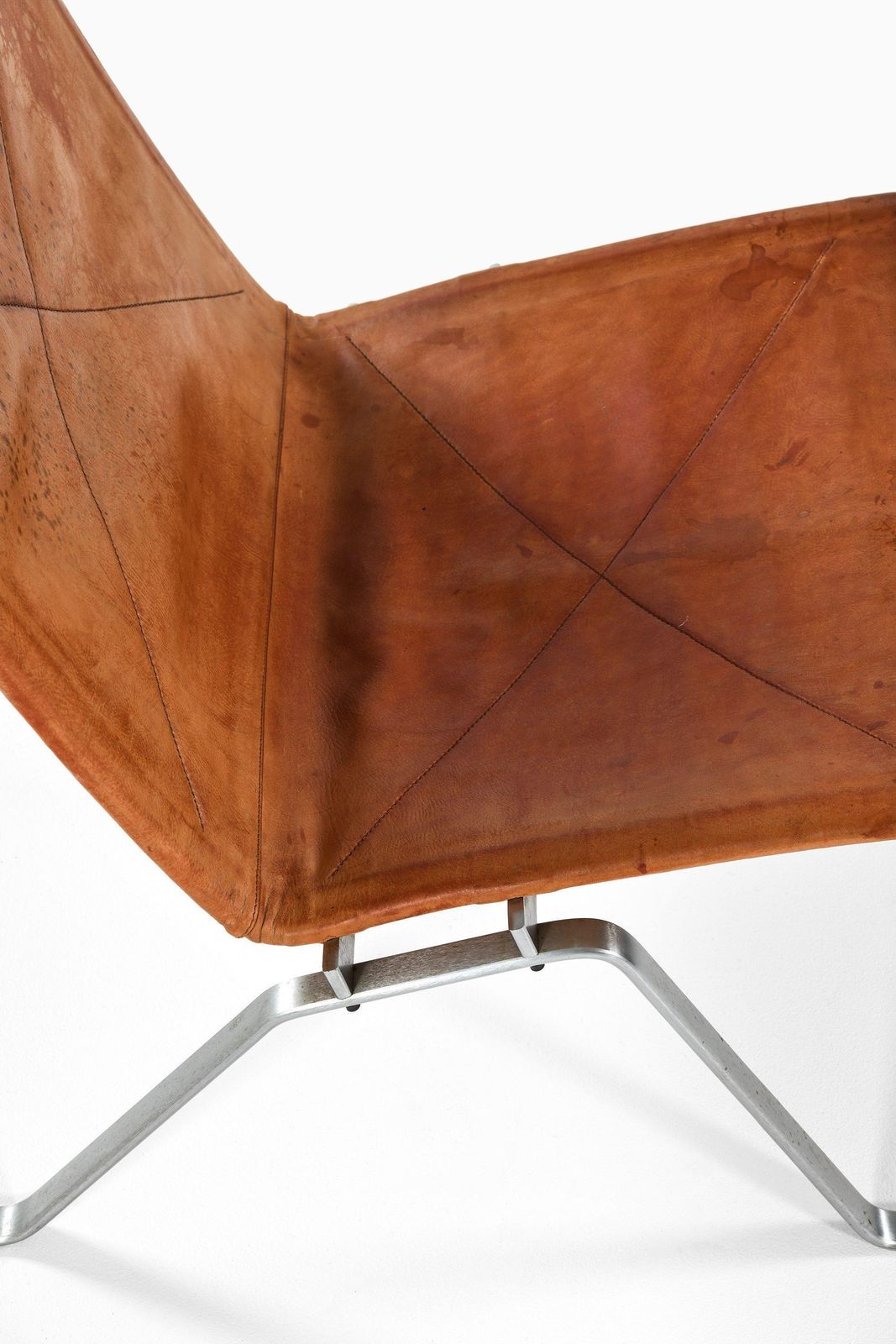 Pair Of Easy Chairs In Original Leather And Steel By Poul Kjærholm, 1950s photo for sale
