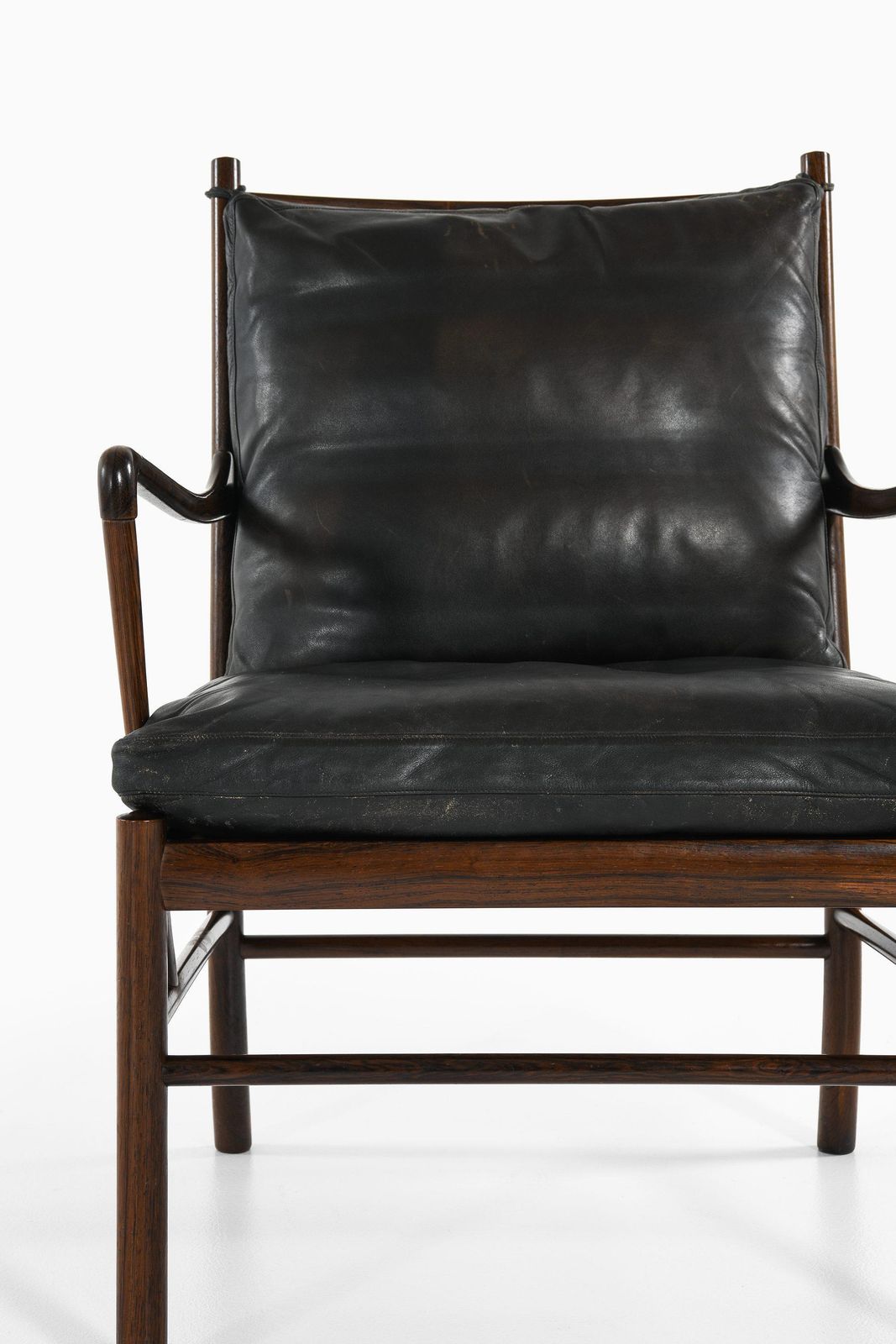 Easy Chair In Rosewood, Woven Cane And Original Leather By Ole Wanscher, 1960's photo Furniture