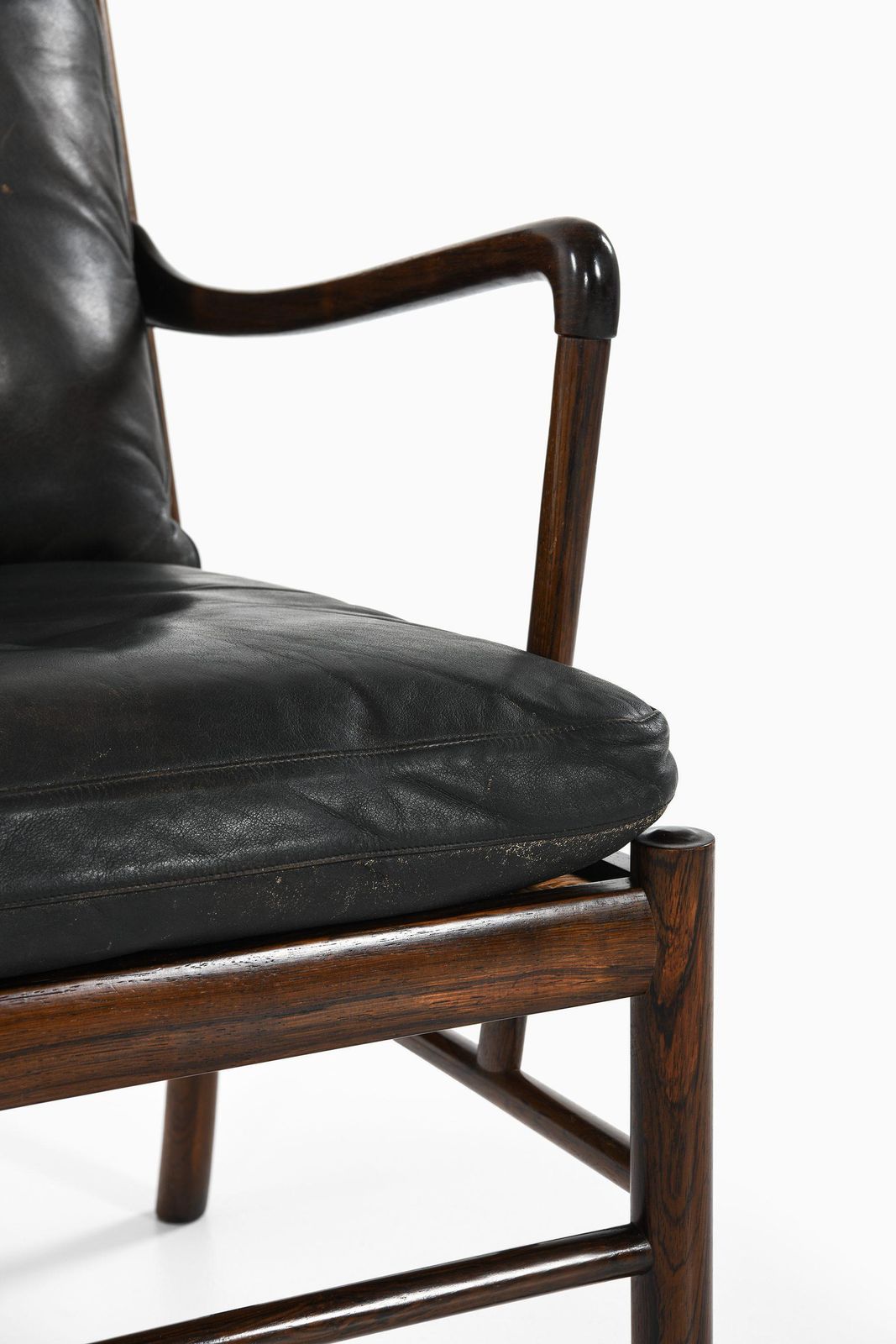 Easy Chair In Rosewood, Woven Cane And Original Leather By Ole Wanscher, 1960's photo 16571.0