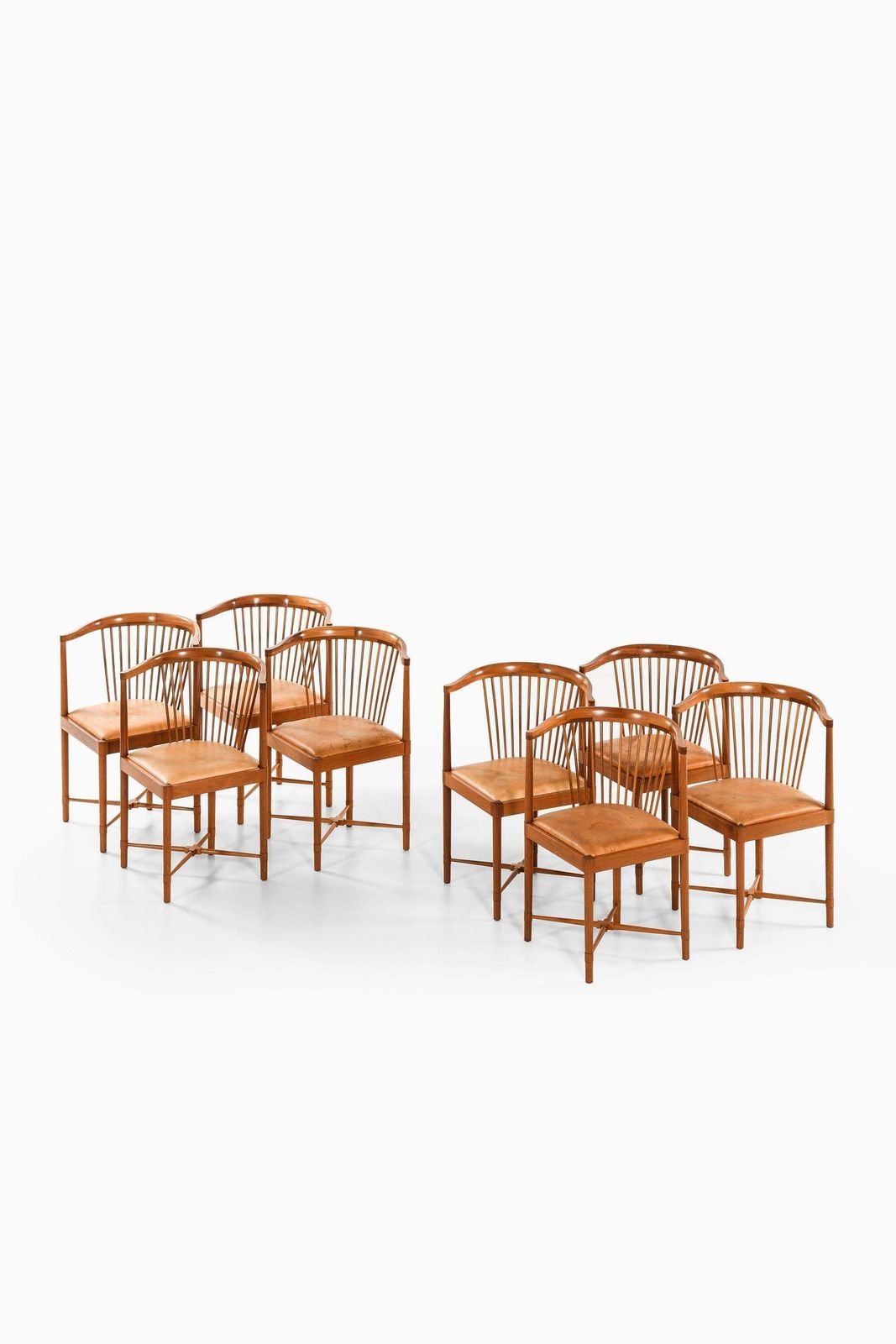 Set Of 8 Dining Chairs In Mahogany And Leather By Børge Mogensen, 1944 photo furniture