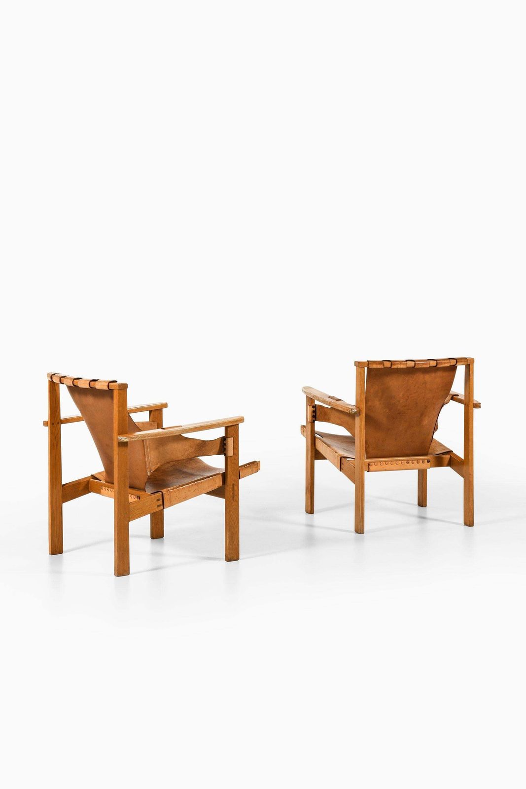 Pair Of Trienna Easy Chairs In Oak & Original Leather By Carl Axel Acking, 1957 photo 23357.0