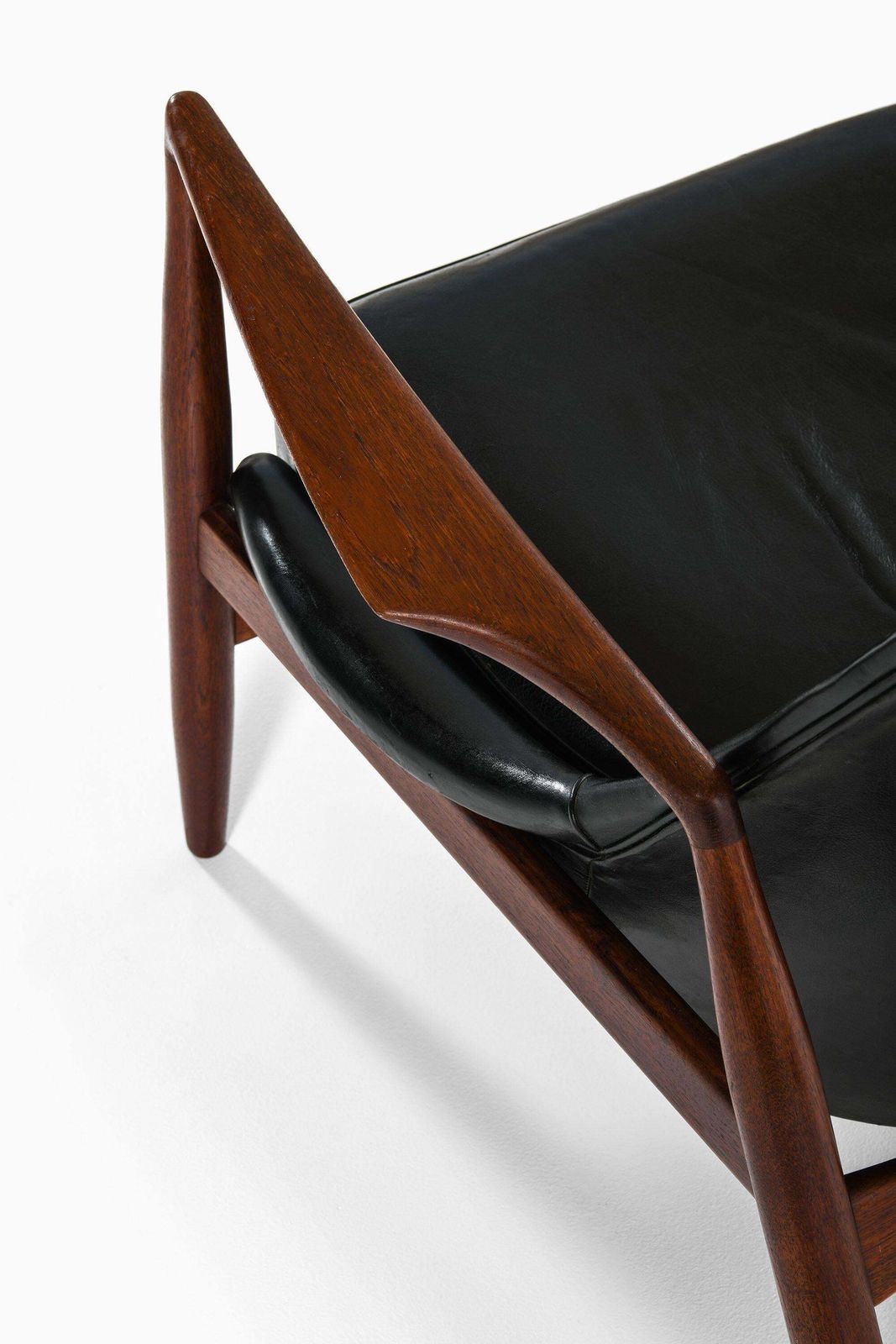 Pair Of Easy Chairs In Teak And Original Black Leather By Ib Kofod Larsen photo buy