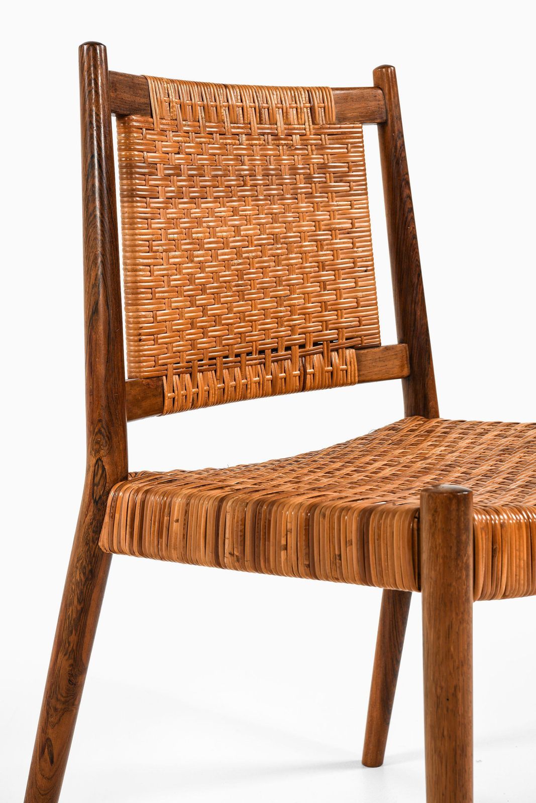 Set Of 8 Dining Chairs In Rosewood And Woven Cane By Steffan Syrach Larsen, 1960 photo vinterior