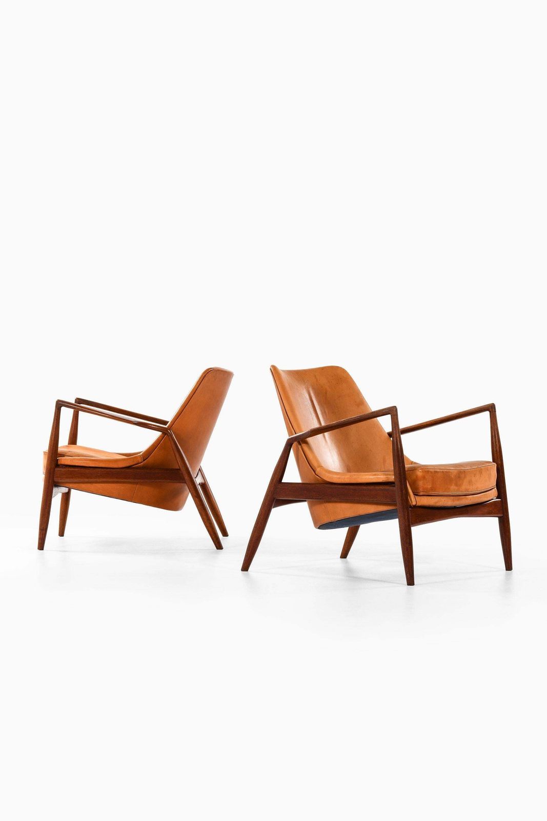 Pair Of Easy Chairs In Teak And Leather By Ib Kofod Larsen, 1950s photo Furniture