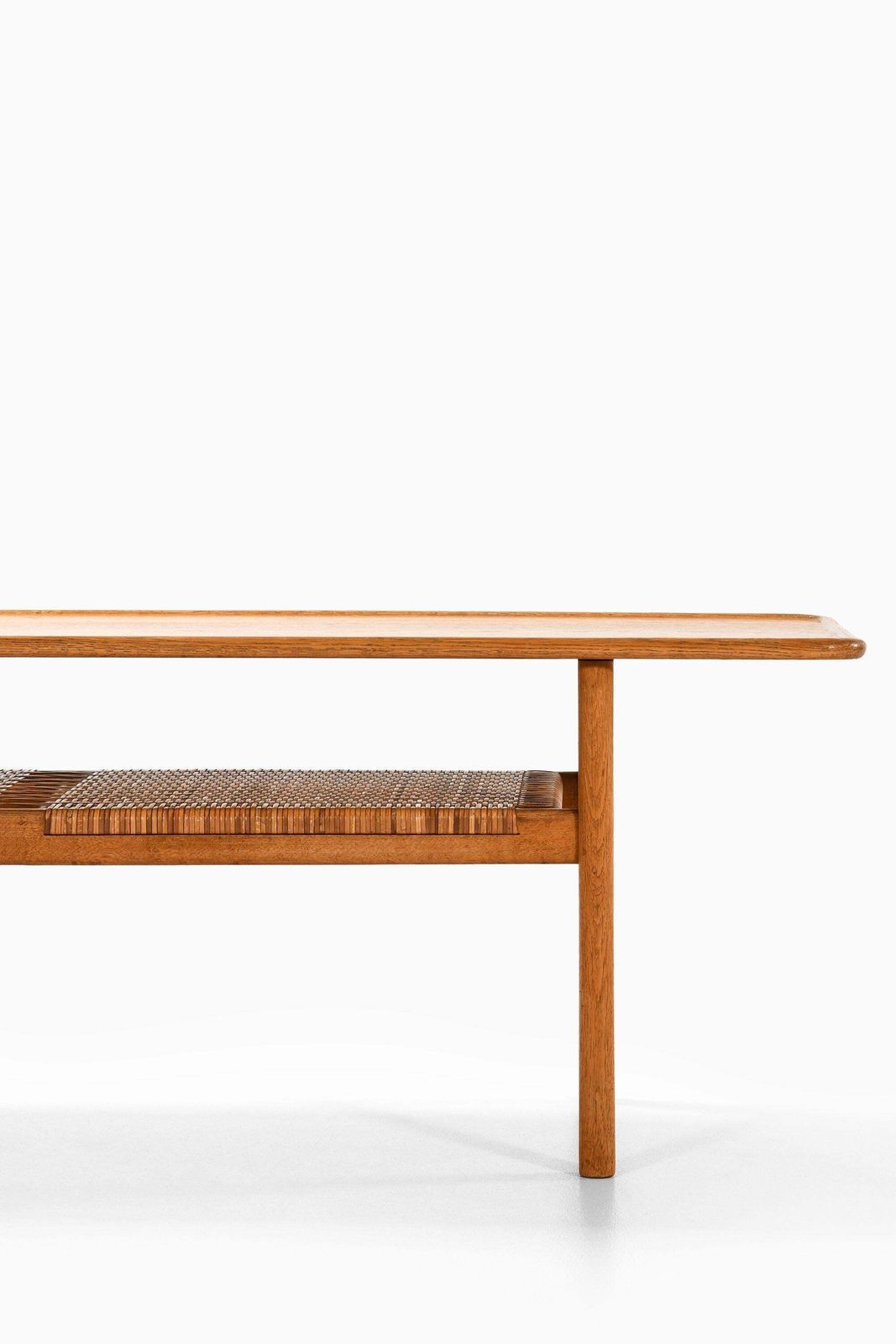 Coffee Table In Oak And Woven Cane By Hans Wegner, 1950's photo for sale