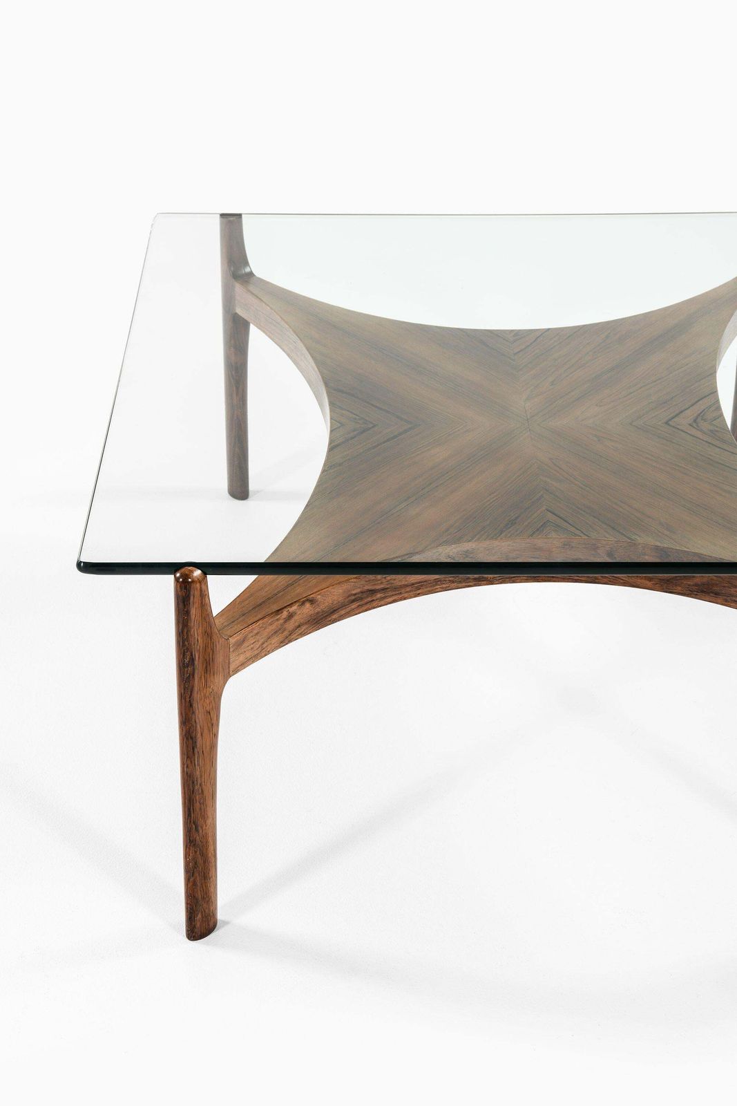 Square Coffee Table In Rosewood And Glass By Sven Ellekær, 1960's photo for sale