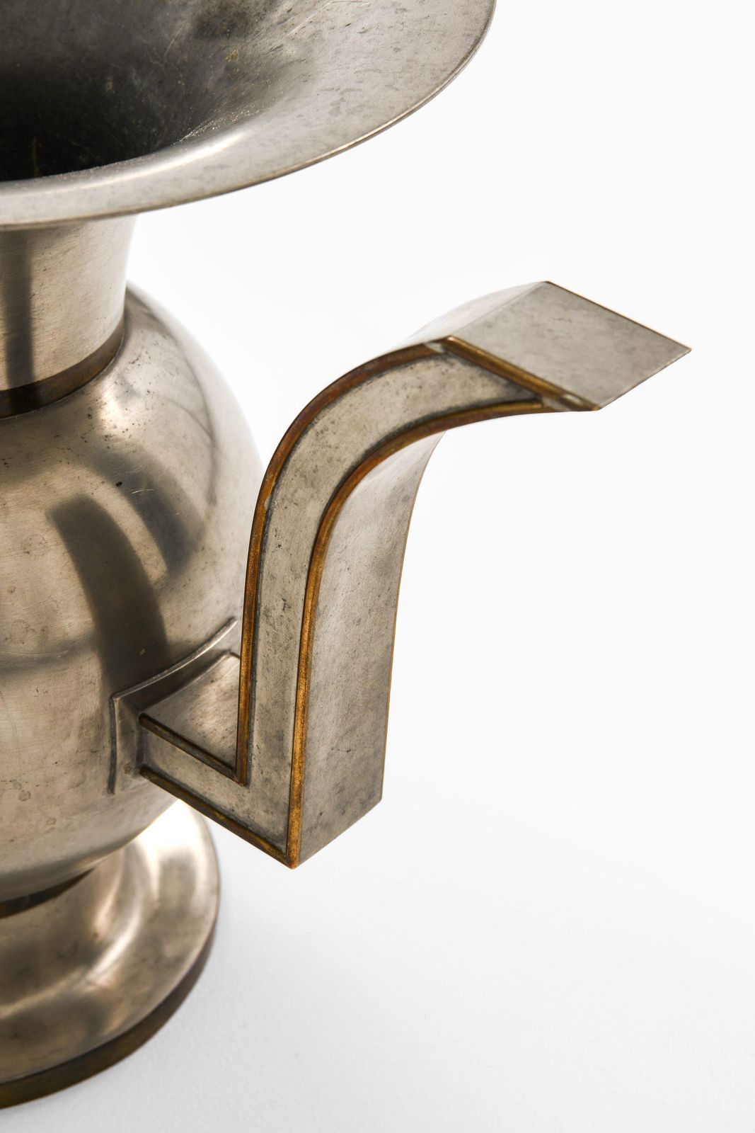 Vase In Pewter And Brass By Nils Fougstedt, 1929 photo for sale