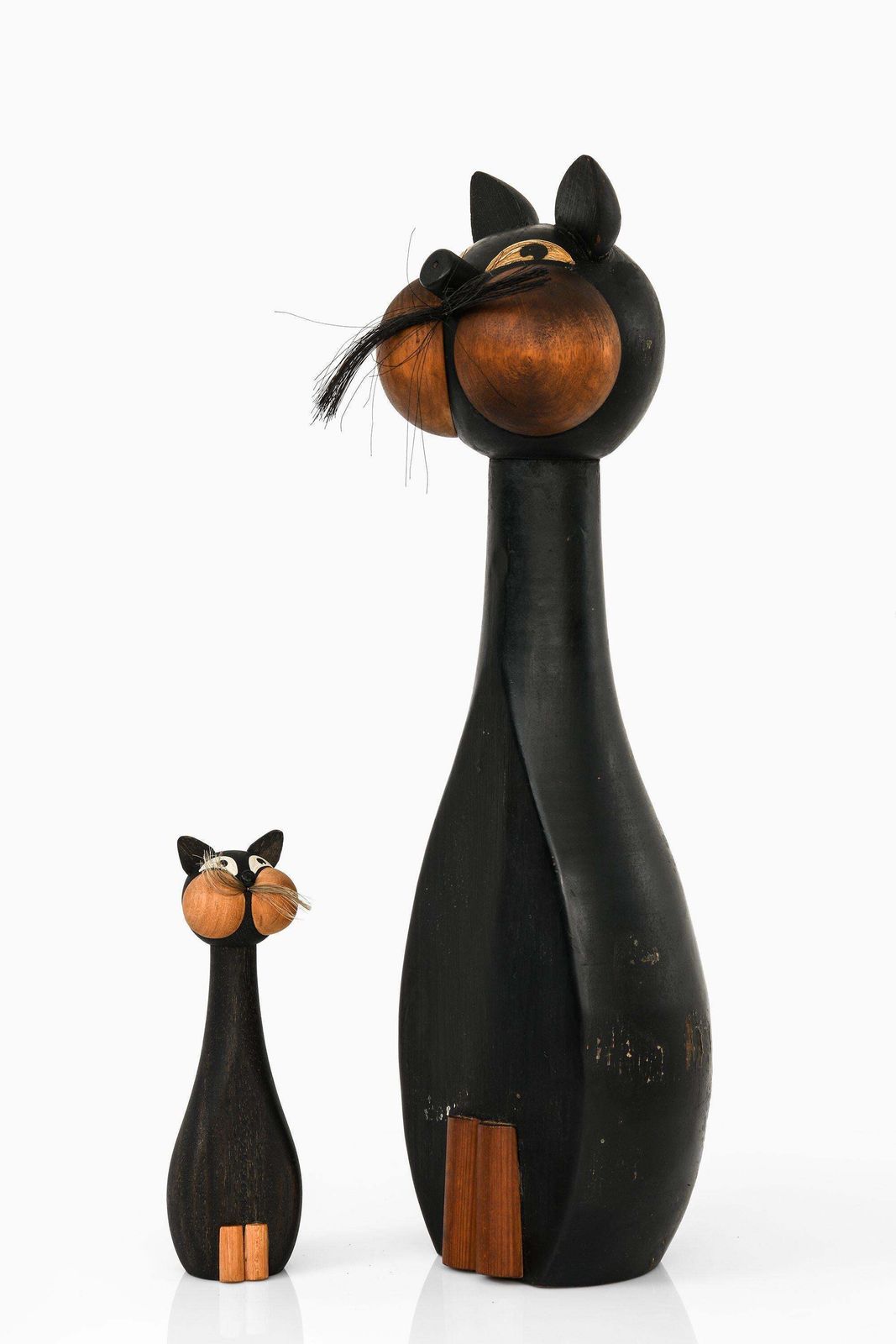 Pair Of Cats In Black Lacquered Wood By Laurids Lønborg, 1960's photo furniture