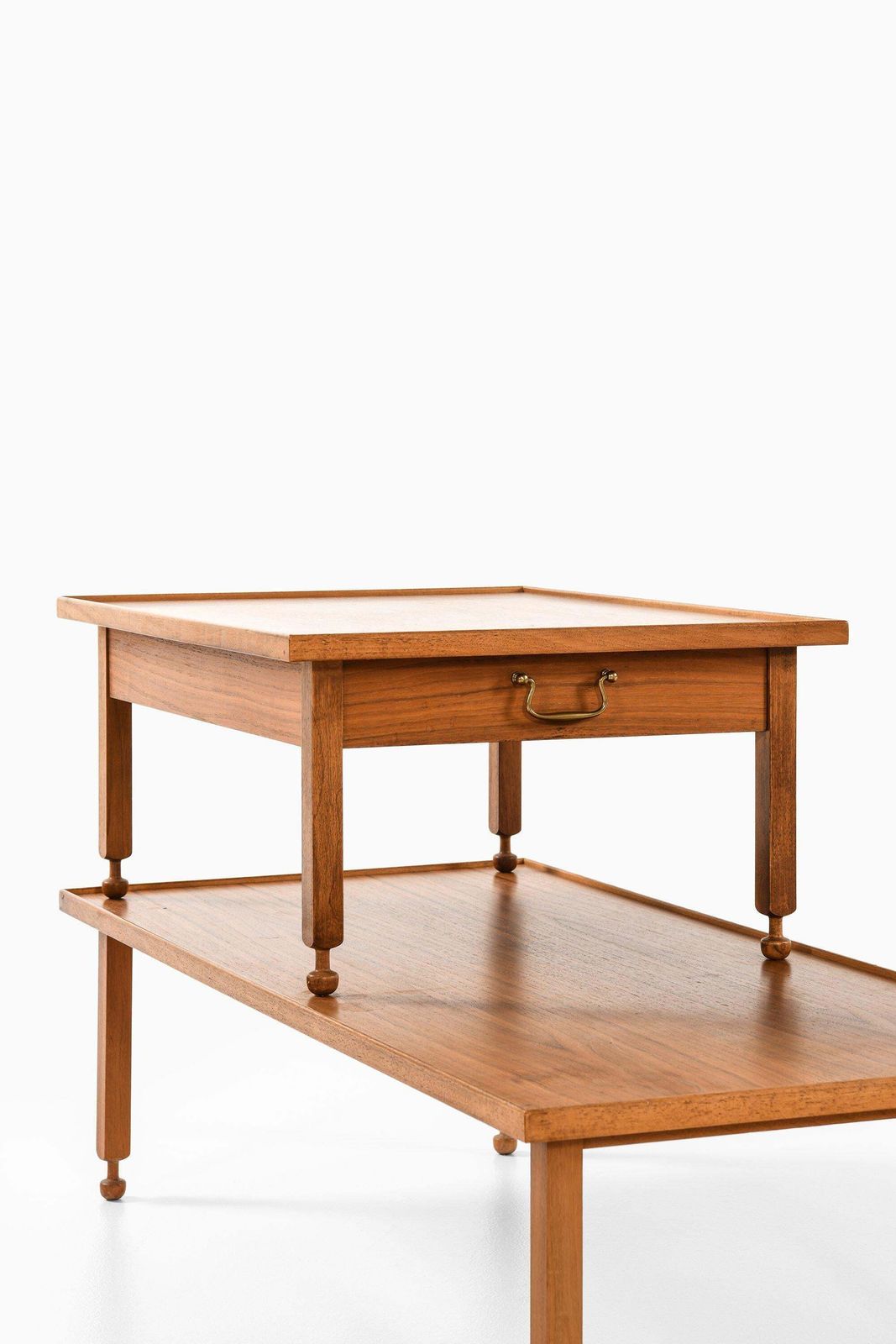 Pair Of Side Tables In Mahogany, Walnut And Brass By Josef Frank, 1950's photo vinterior