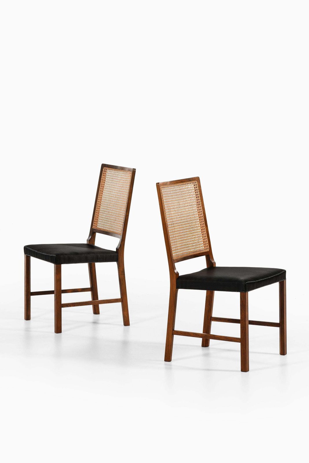 Set Of 14 Dining Chairs In Rosewood And Cane By Bernt Petersen, 1960's photo for sale