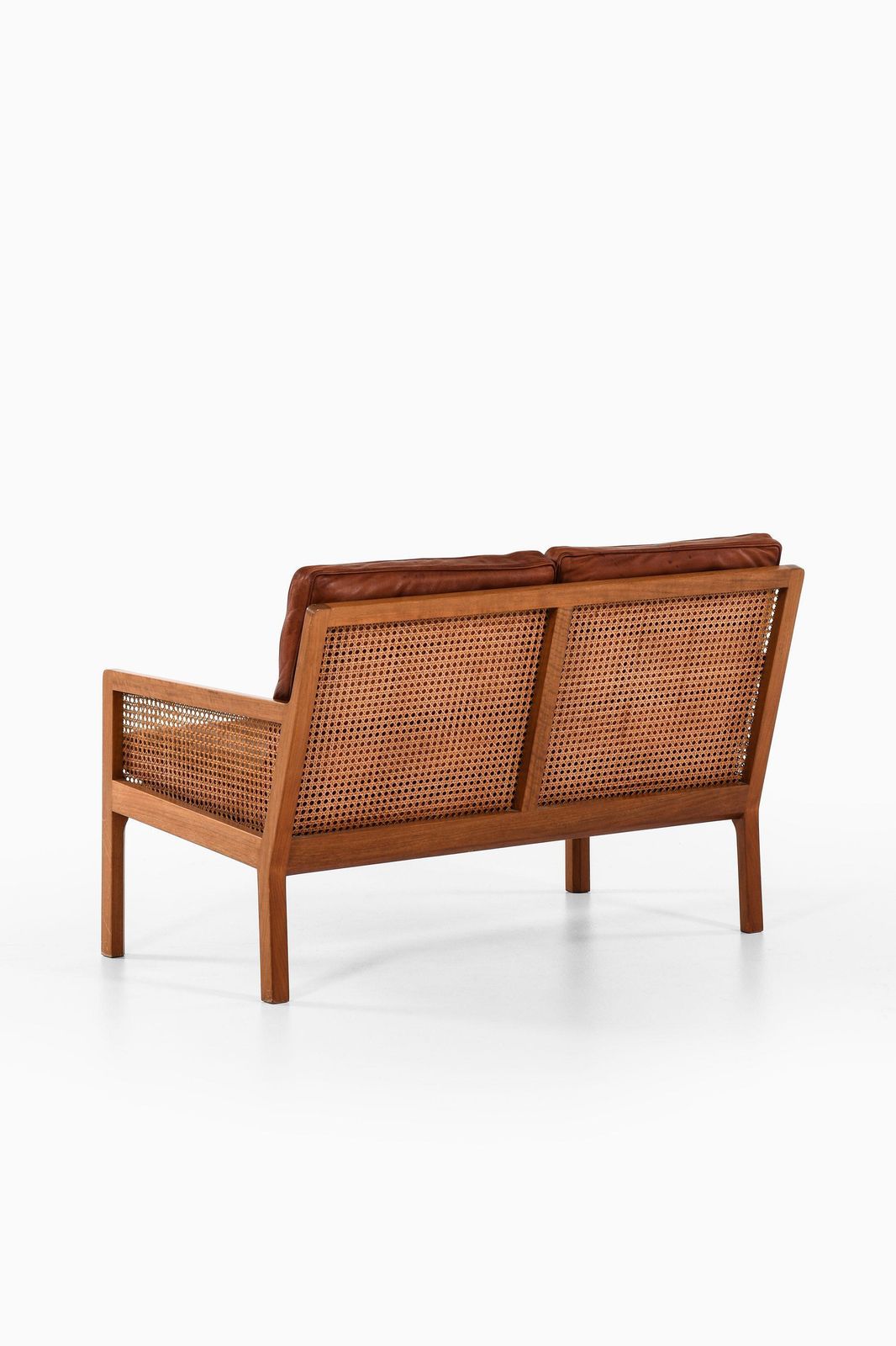Sofa In Walnut, Cane And Original Leather By Bernt Petersen, 1964 photo furniture
