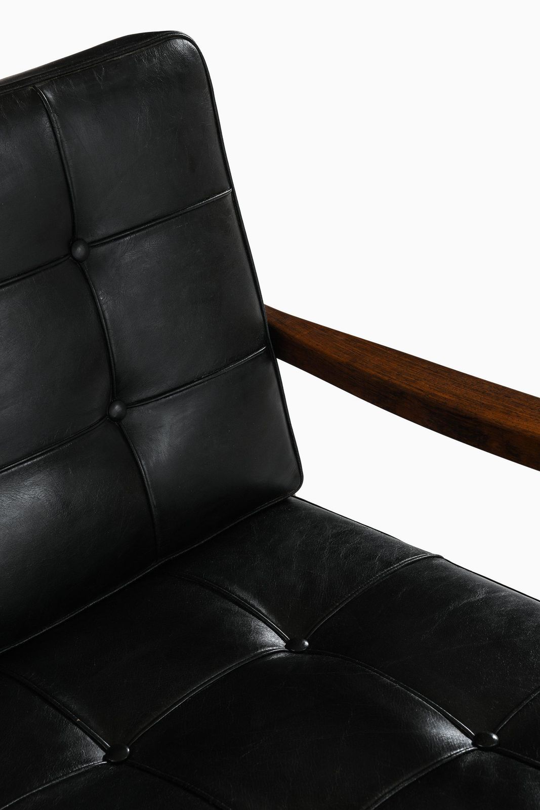 Sofa In Rosewood And Original Black Leather By Ole Wanscher, 1951 photo buy