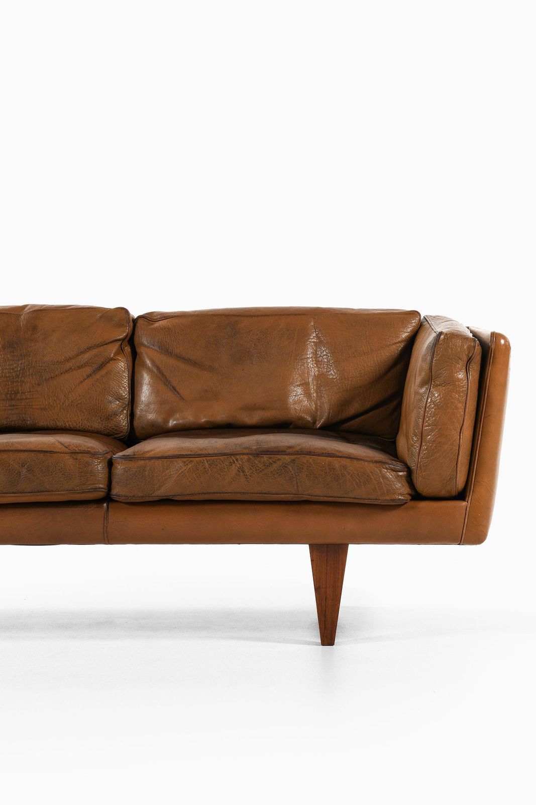 Sofa In Rosewood And Original Brown Leather By Illum Wikkelsø, 1960's photo Furniture