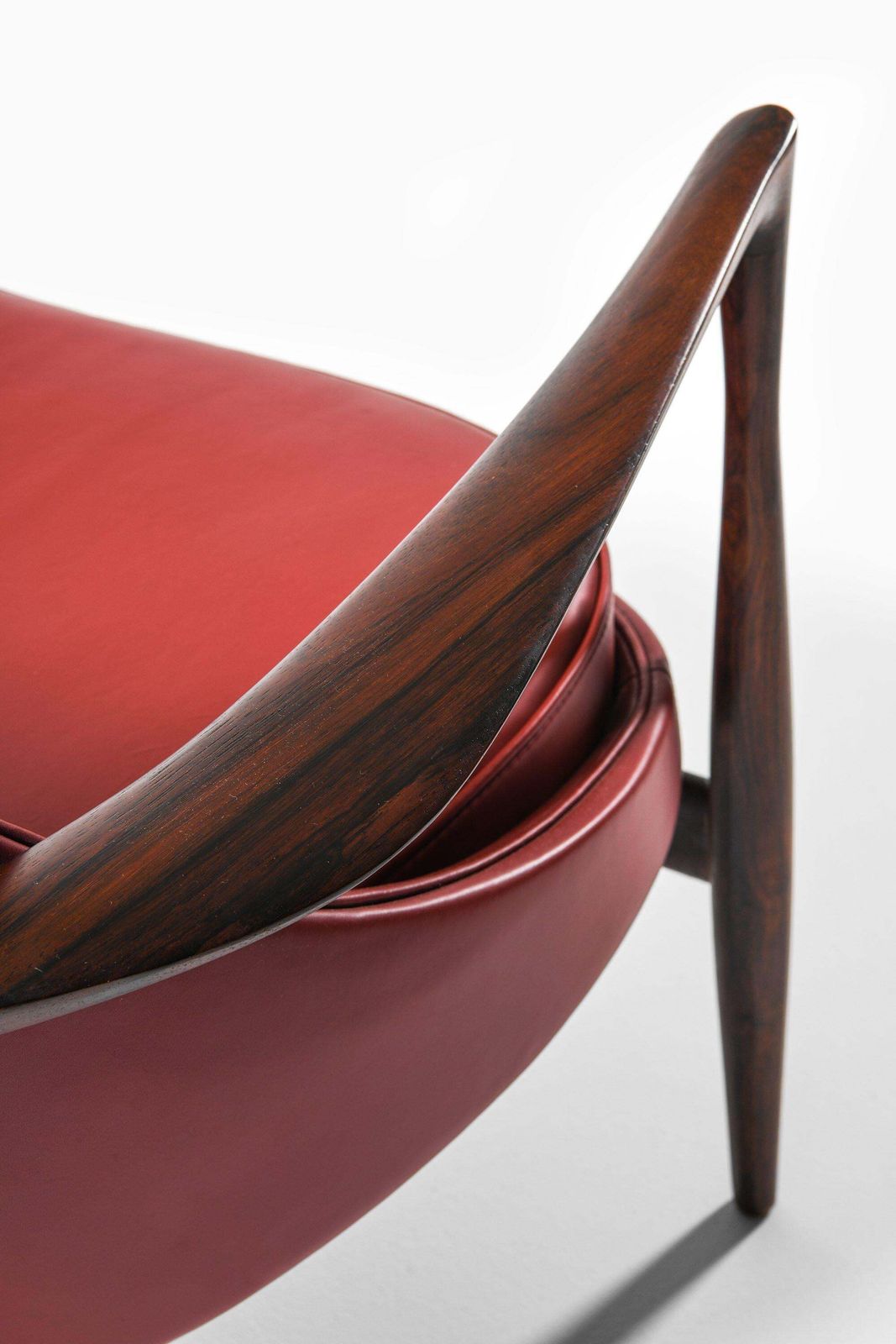 Furniture Sofa In Rosewood And Reupholstered In Burgundy Leather By Ib Kofod Larsen, 1956 photo