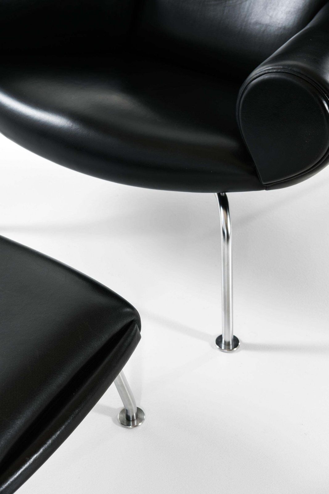 Hans Wegner Easy Chairs And Stool Model Ej 100 By Erik Jørgensen In Denmark photo for sale