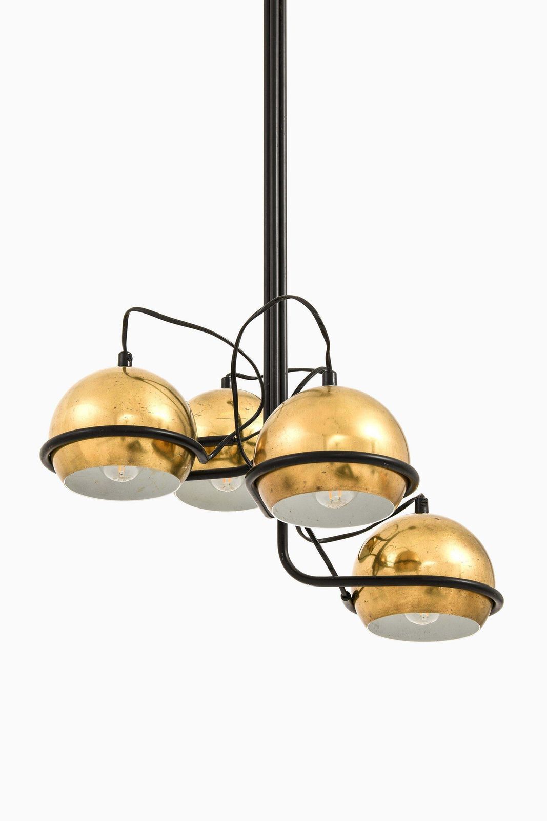 Ceiling Lamp Pendant In Black Lacquered Metal And Brass, 1960's photo furniture