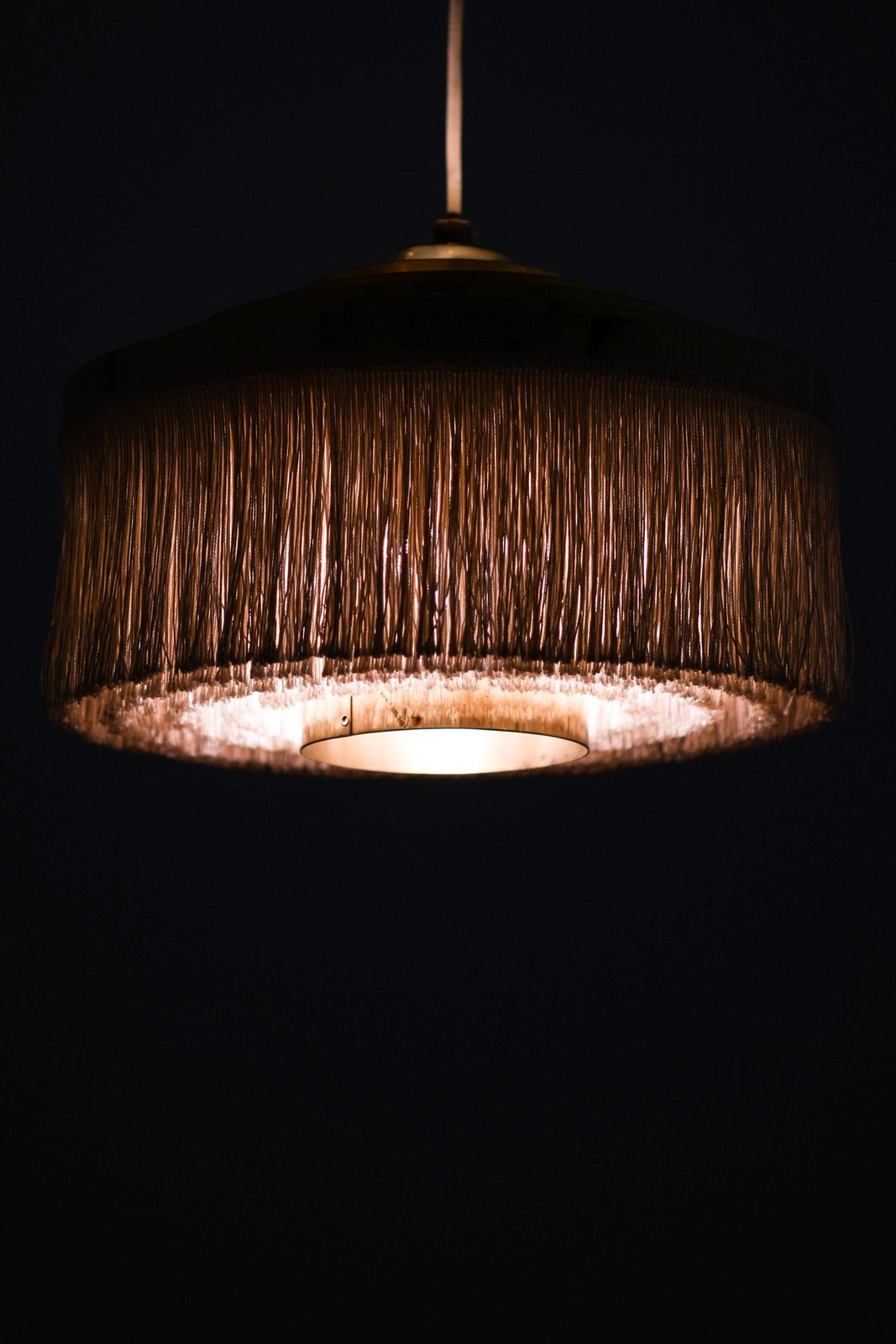 Ceiling Lamp In Brass And Silk Fringes By Hans Agne Jakobsson, 1950's photo Lighting