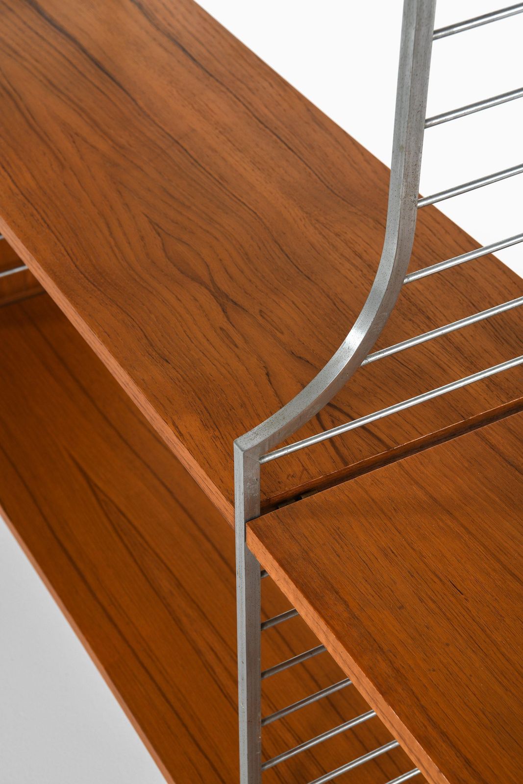photo furniture Large Bookcase In Teak And Chromed Steel By Nils Strinning, 1960's