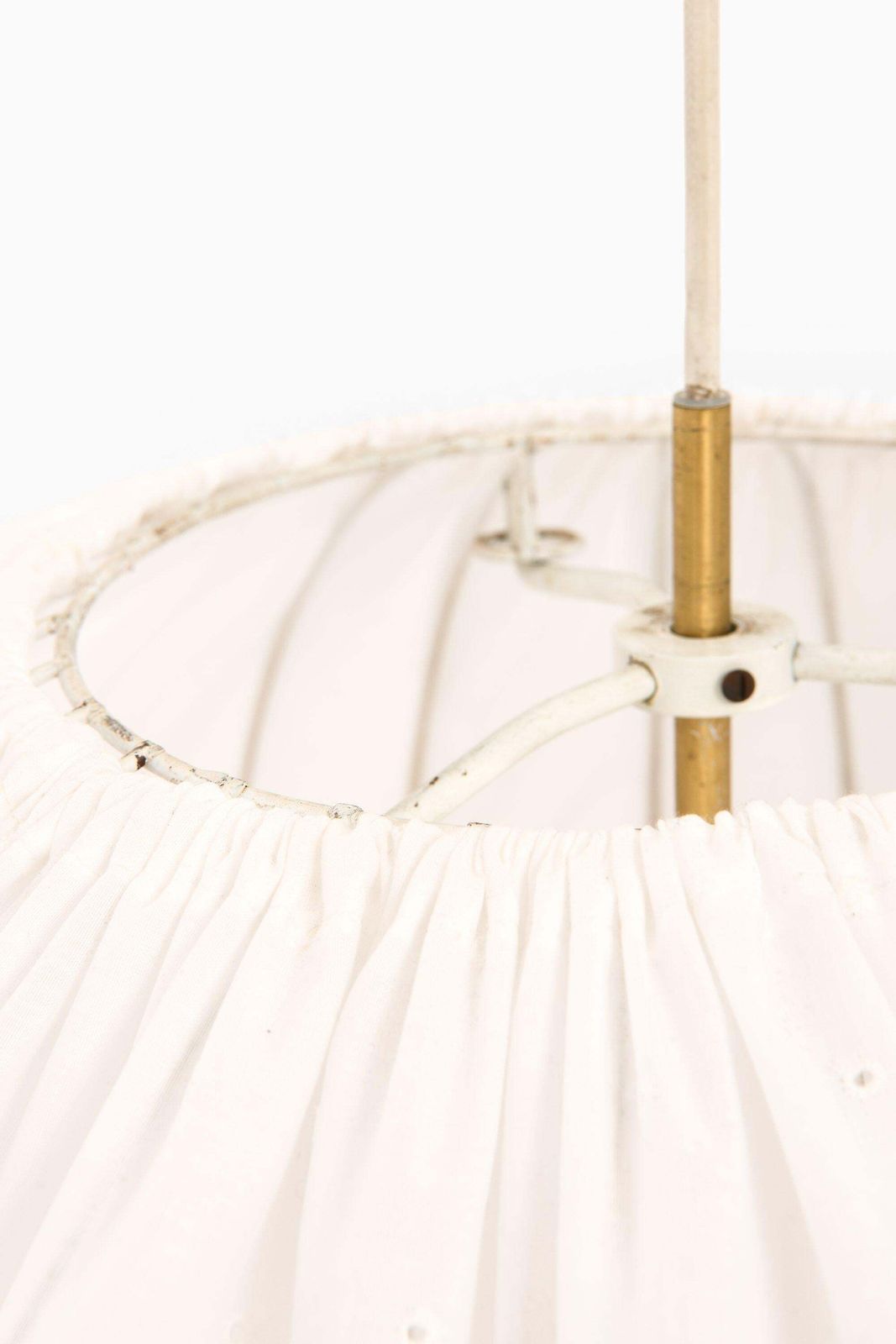 Ceiling Lamp In Brass And White Fabric By Hans Agne Jakobsson, 1960's photo for sale