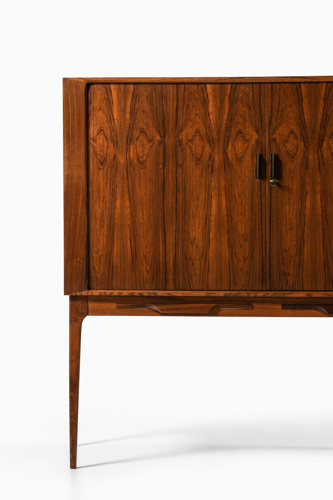 Bar Cabinet With Tambour Doors In Rosewood And Brass By Kurt østervig, 1960's photo vinterior