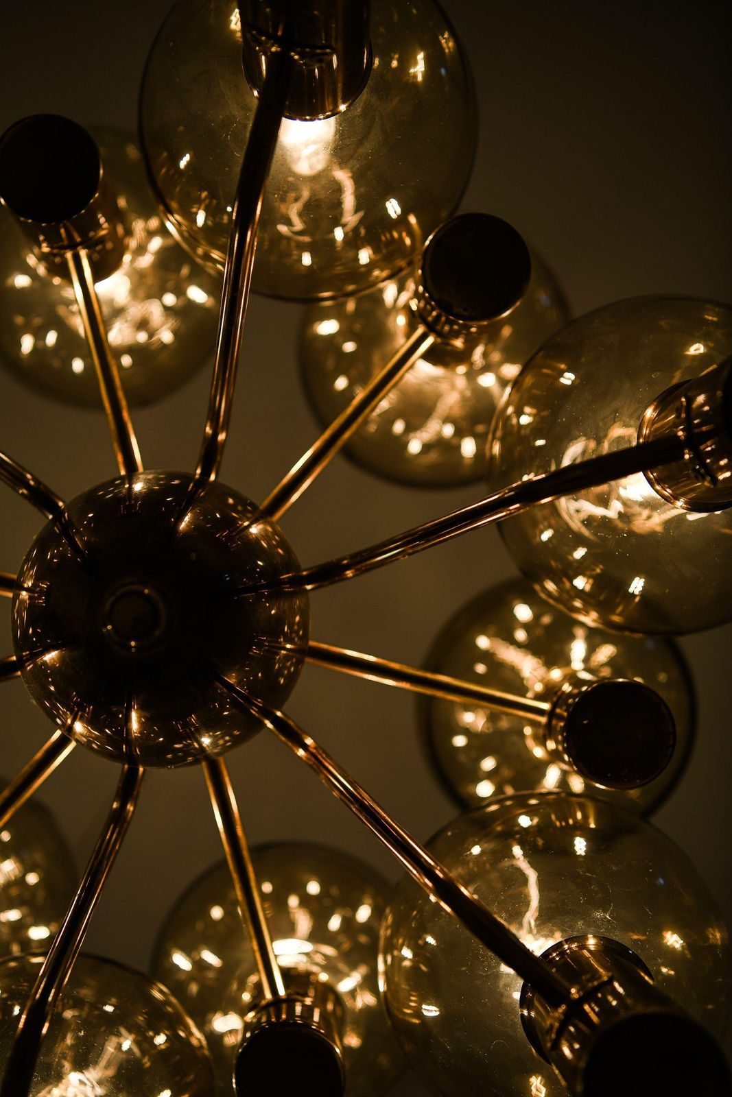 photo for sale Ceiling Lamp In Brass And Glass By Hans Agne Jakobsson, 1960's