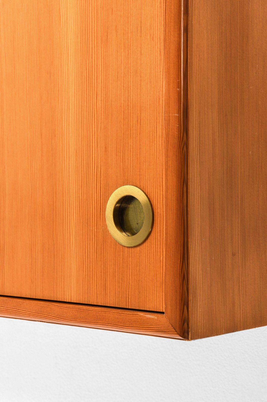 Rare Mid Century Danish Wall Mounted Sideboard In Oregon Pine And Brass, 1950's photo 8069.0