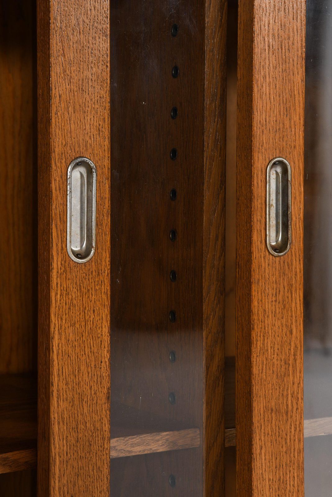 Large Display Cabinet In Oak, Pine And Metal, 1940’s photo vinterior