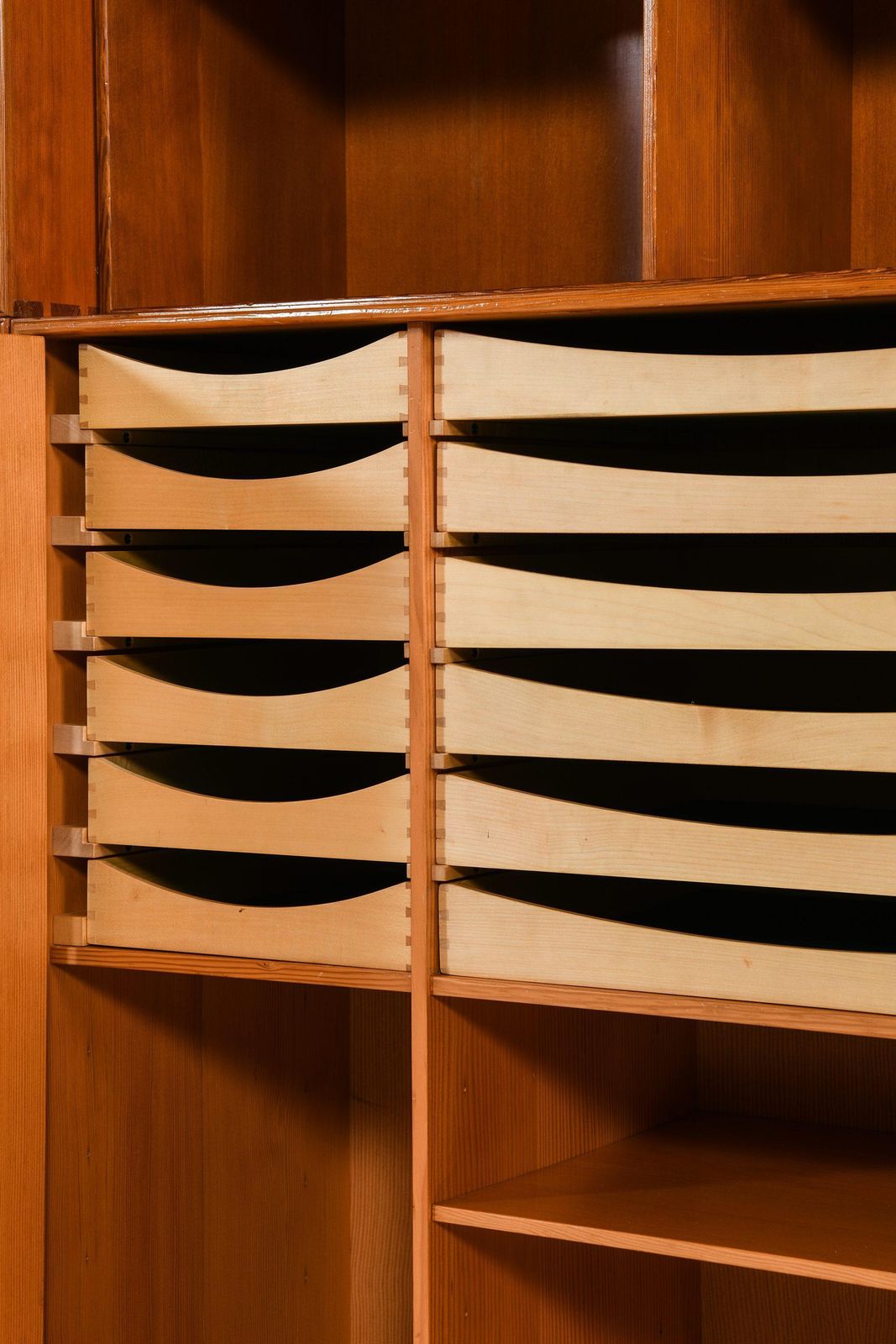 Large Set Of Bookcases In Oregon Pine, Glass By Mogens Koch, 1933 photo vinterior