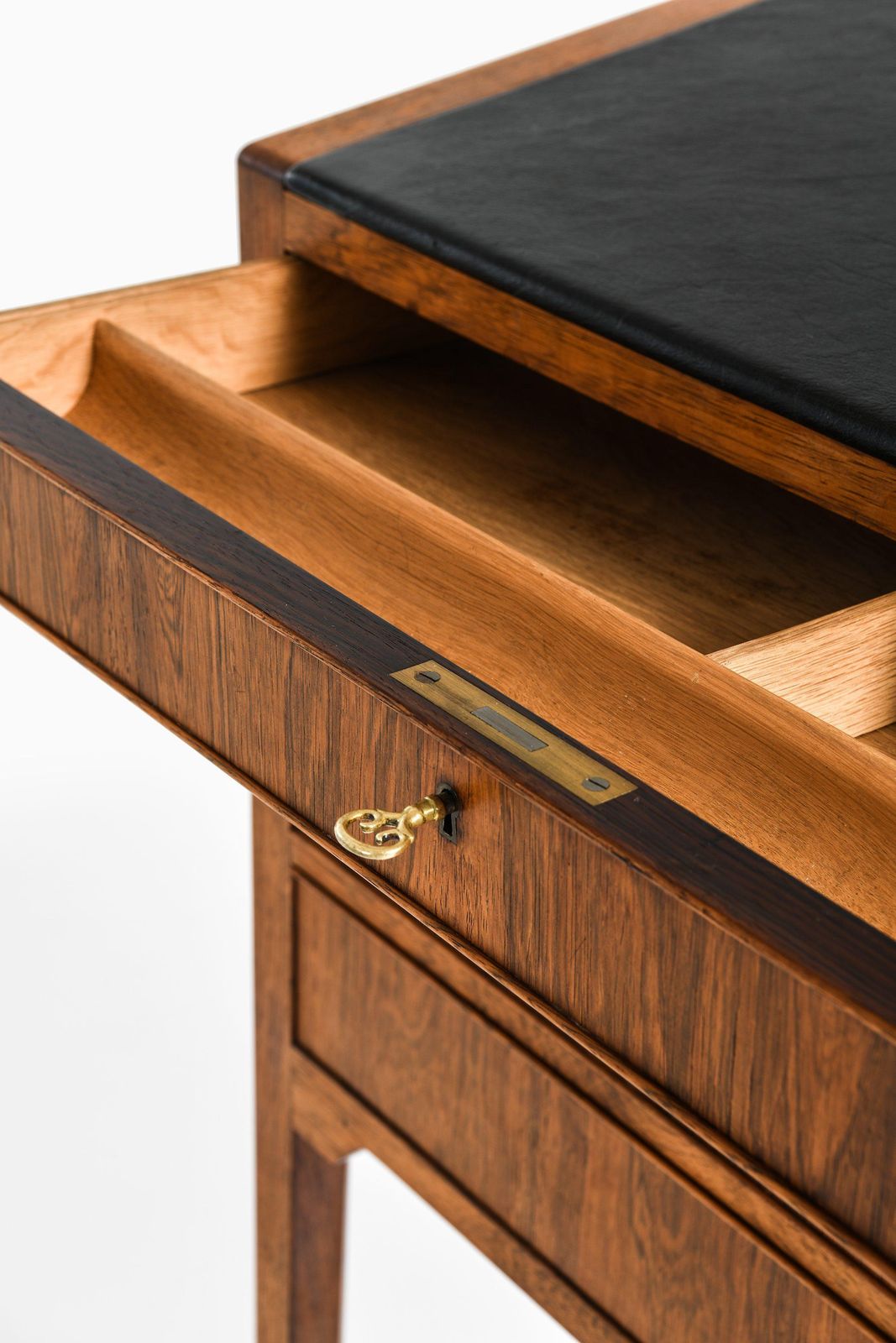 Freestanding Cabinet In Rosewood, Brass And Leather By Frits Henningsen, 1950's photo buy