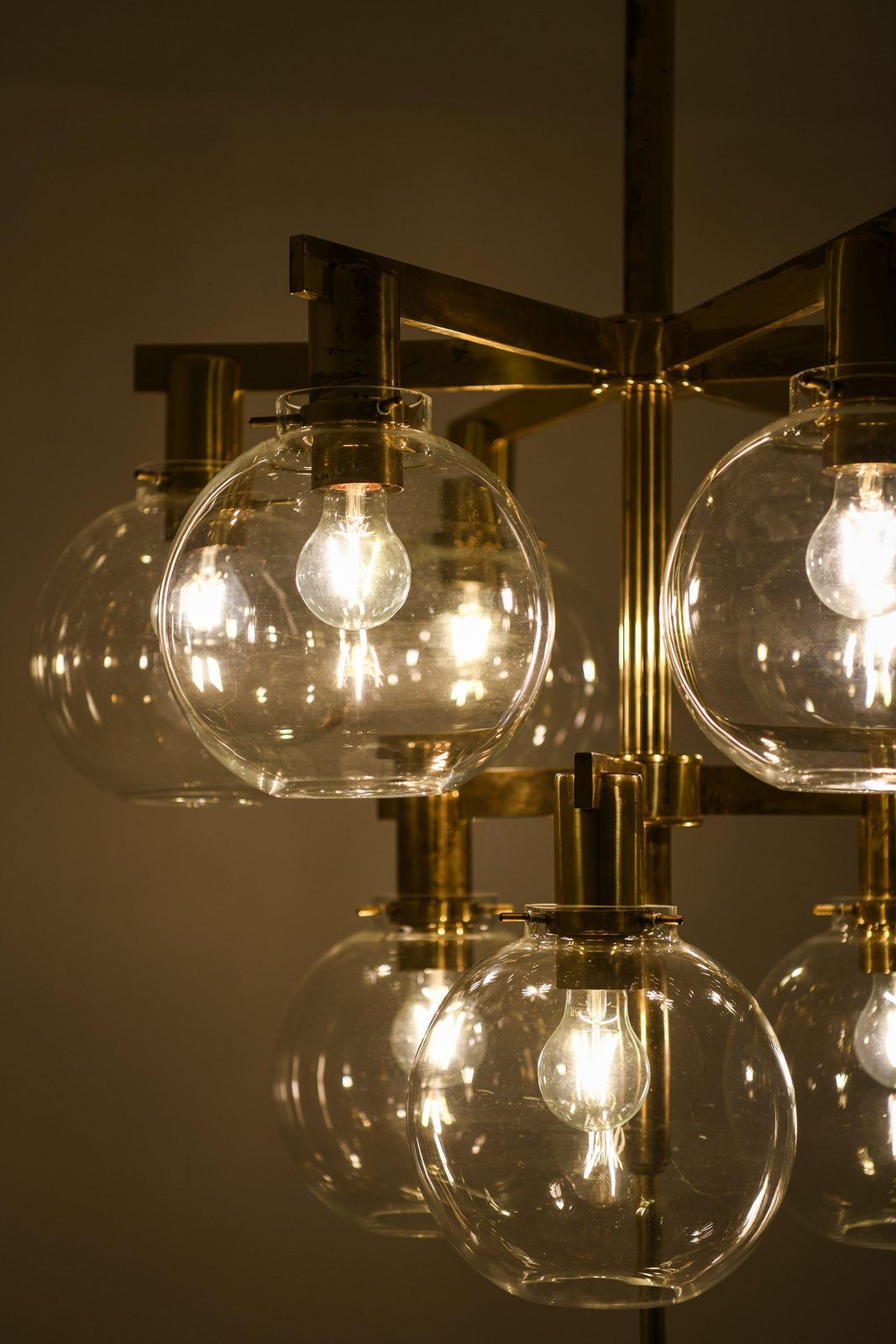 Small Ceiling Lamp Chandelier In Brass And Glass By Hans Agne Jakobsson, 1950's photo 8069.0