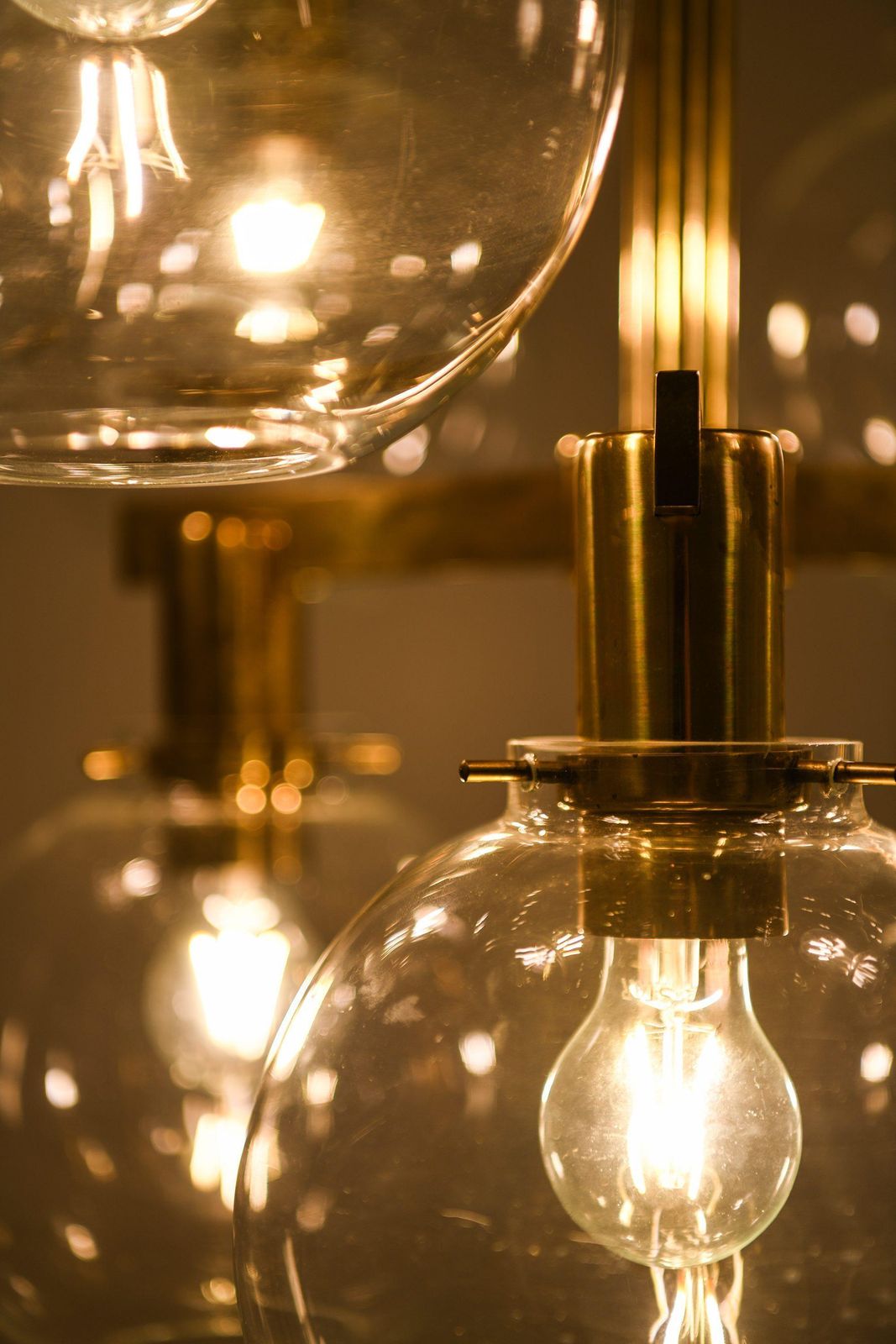 photo furniture Small Ceiling Lamp Chandelier In Brass And Glass By Hans Agne Jakobsson, 1950's