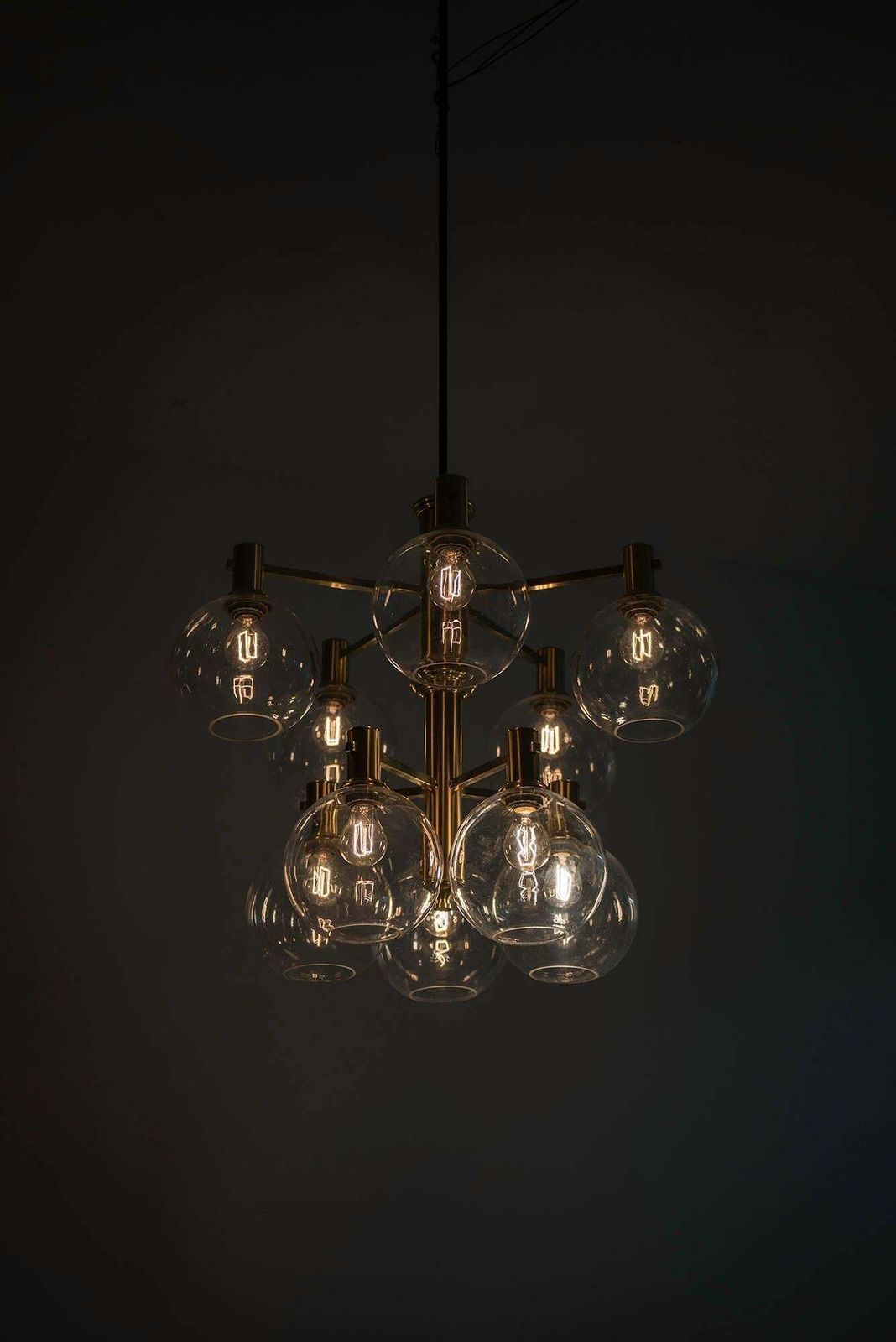 Erik Wärnå Ceiling Lamp In Brass And Glass By Ewå In Sweden photo vintage