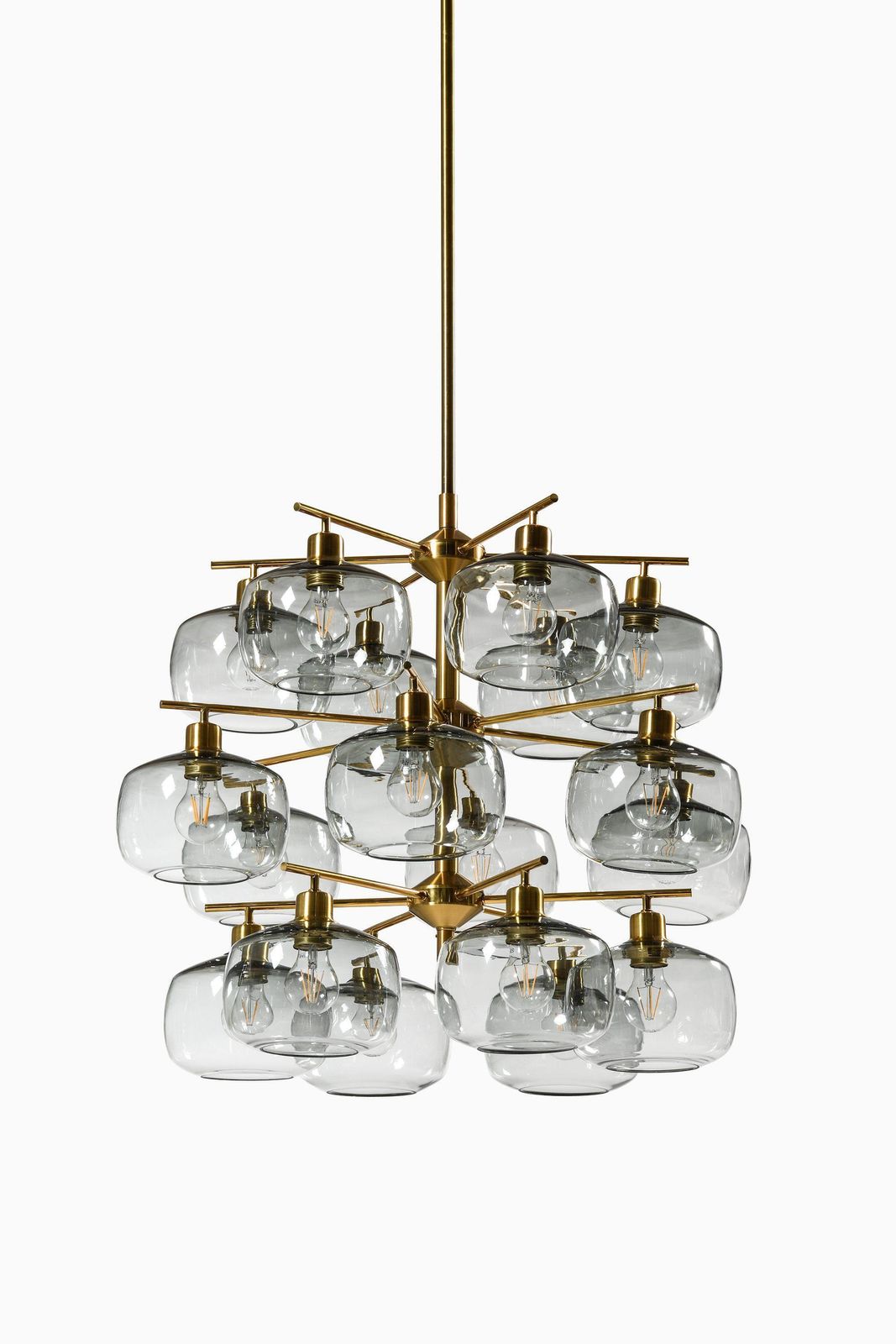 Large Ceiling Lamp In Brass And Glass By Holger Johansson, 1952 photo furniture