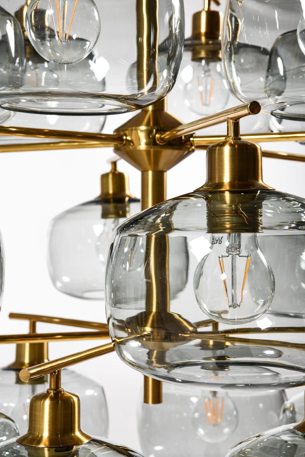 Large Ceiling Lamp In Brass And Glass By Holger Johansson, 1952 photo Lighting