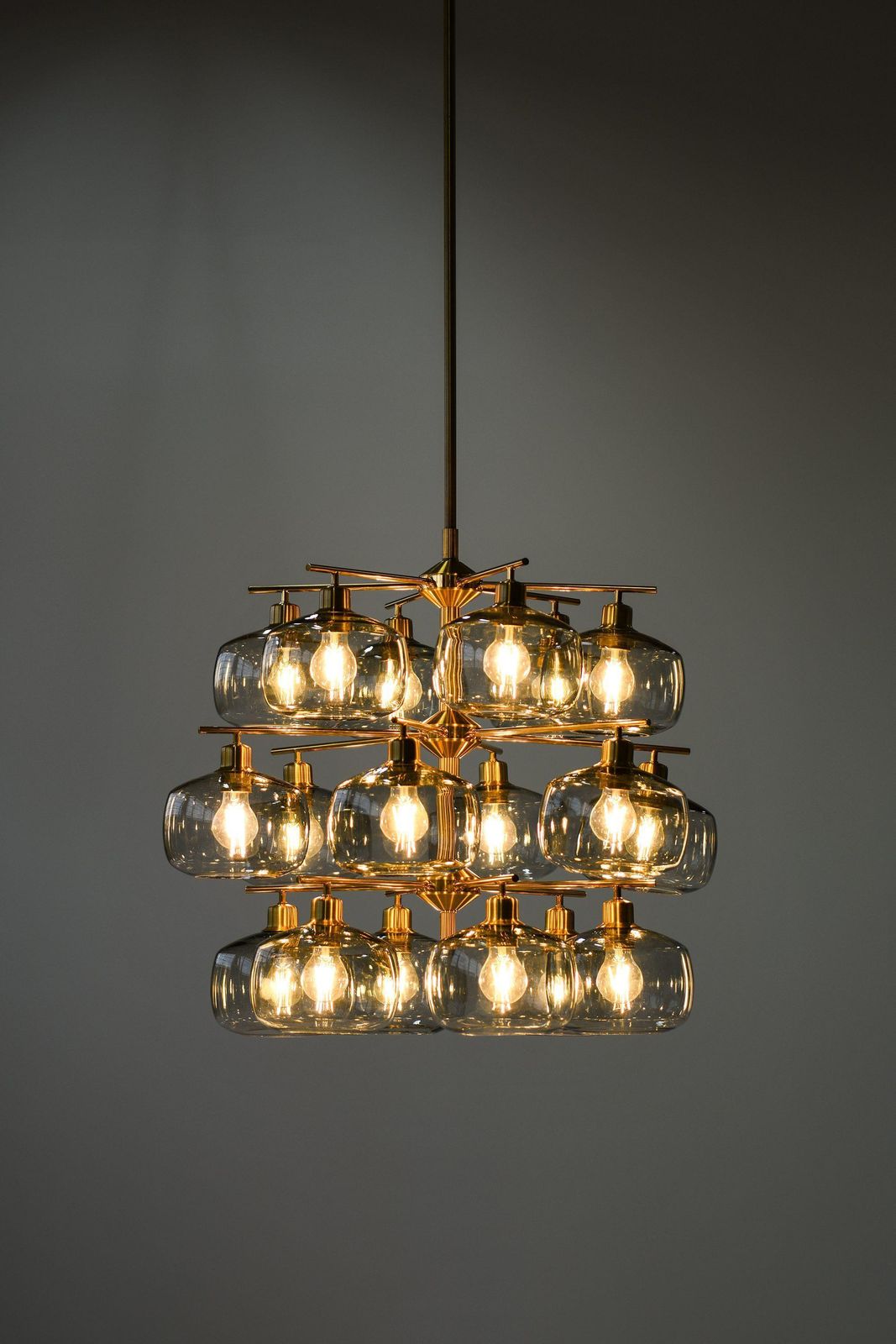 16562.0 Large Ceiling Lamp In Brass And Glass By Holger Johansson, 1952 photo