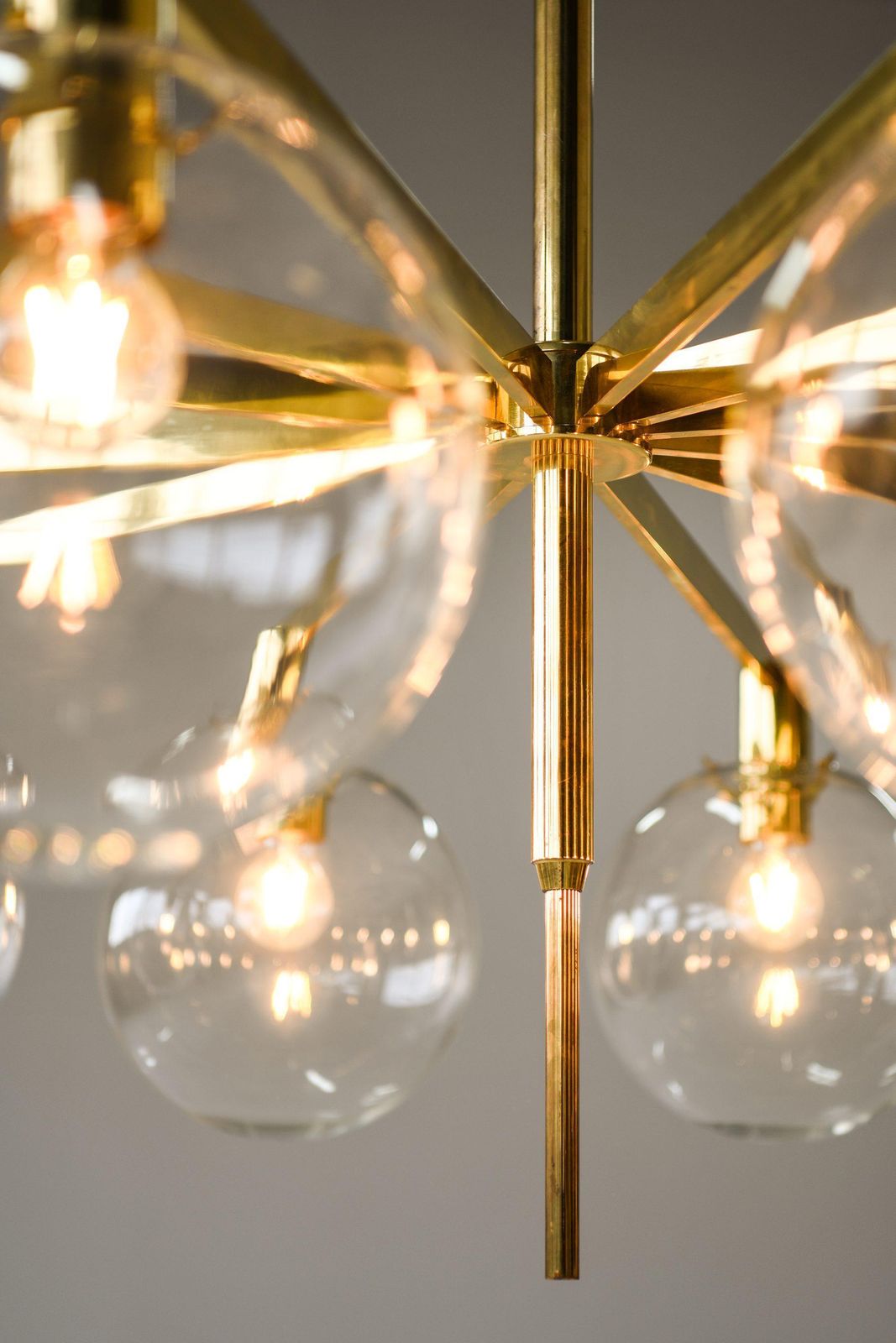 photo vinterior Big Ceiling Lamp In Brass & Original Clear Glass By Hans Agne Jakobsson, 1950's